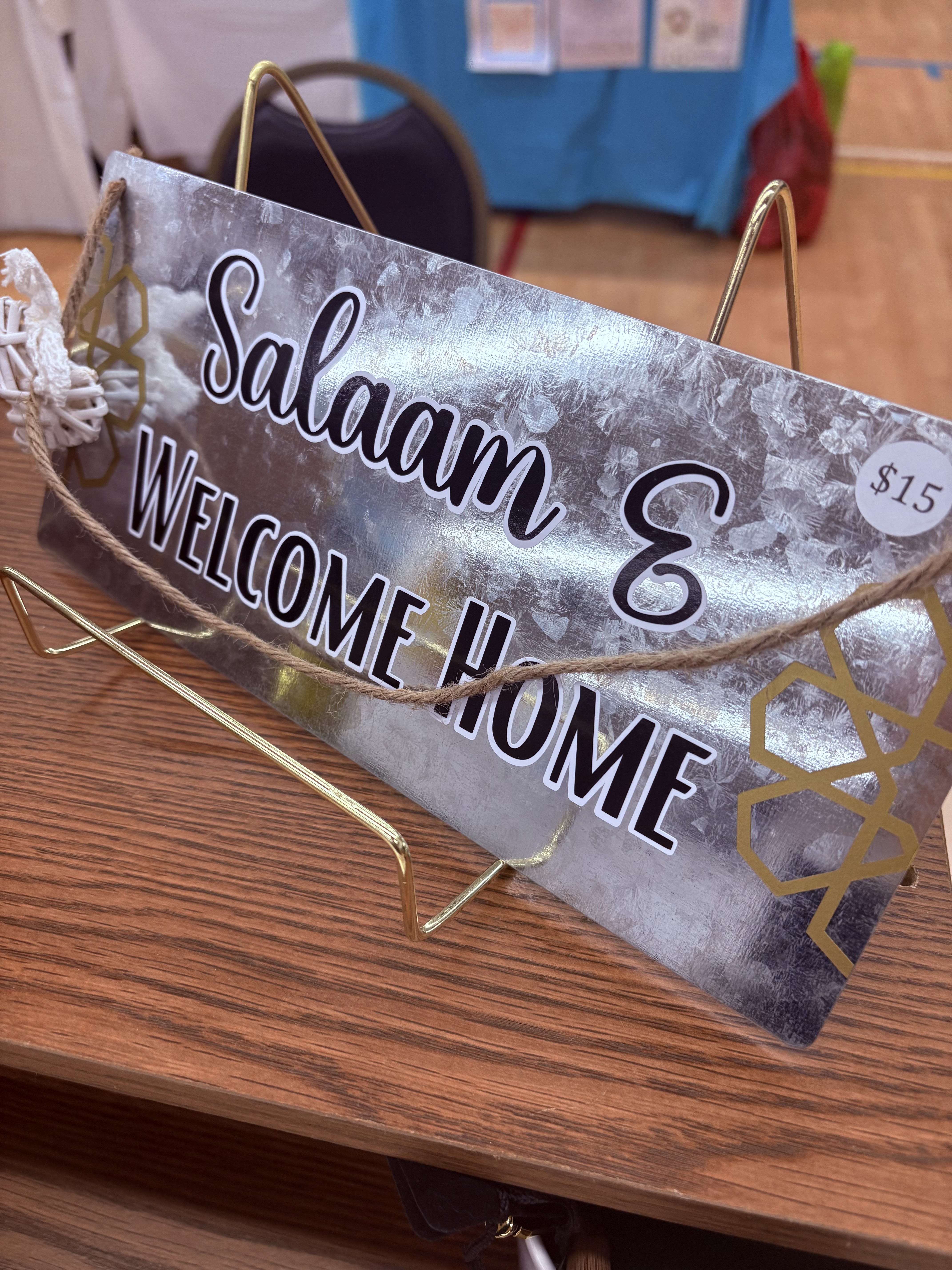 Salam and Welcome Metal Sign – Islamic Wall Decor for Entryway, Muslim Home Front Door Sign, Modern Arabic Greeting Wall Art