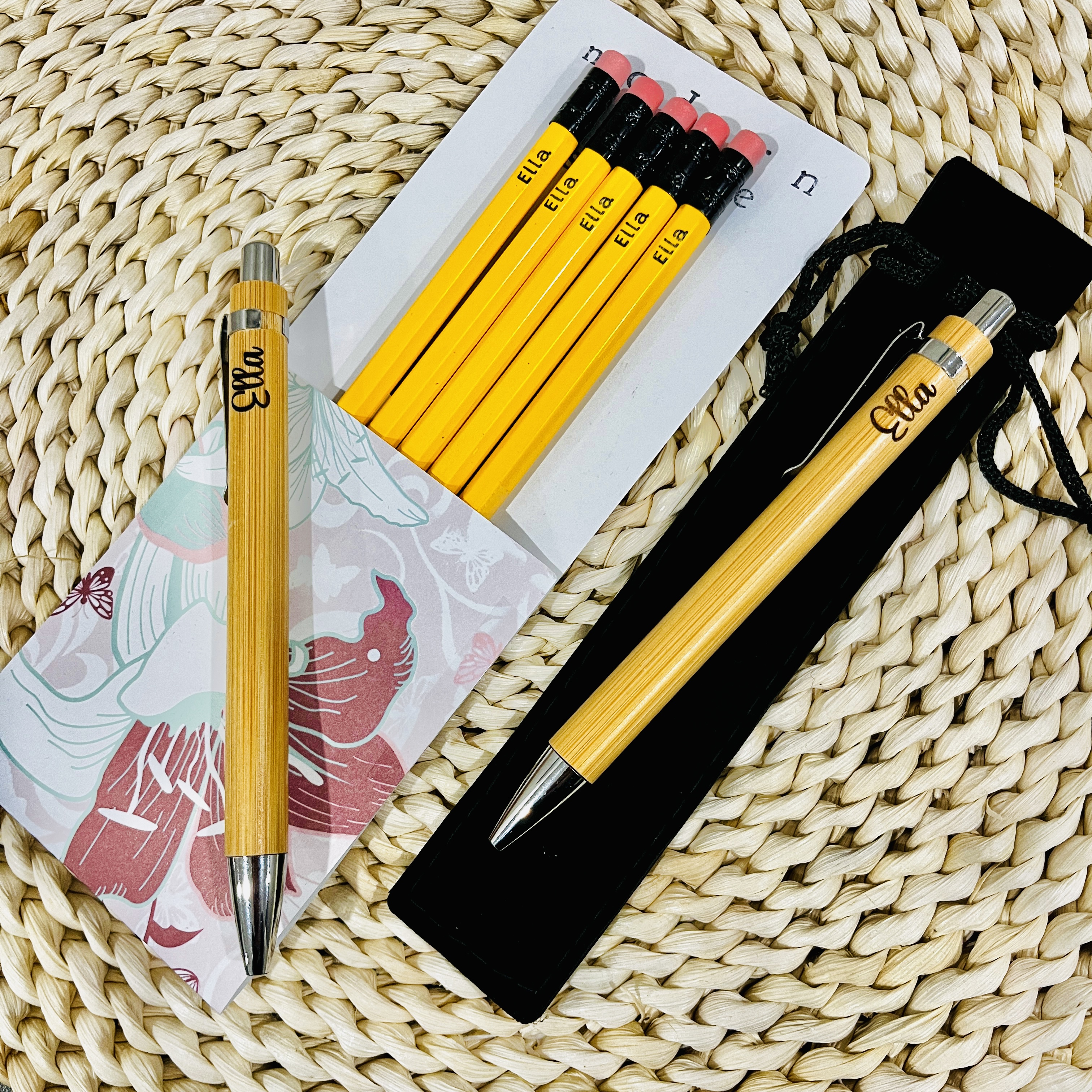 Custom Name Engraved Pen Gifts in Velvet Pouch