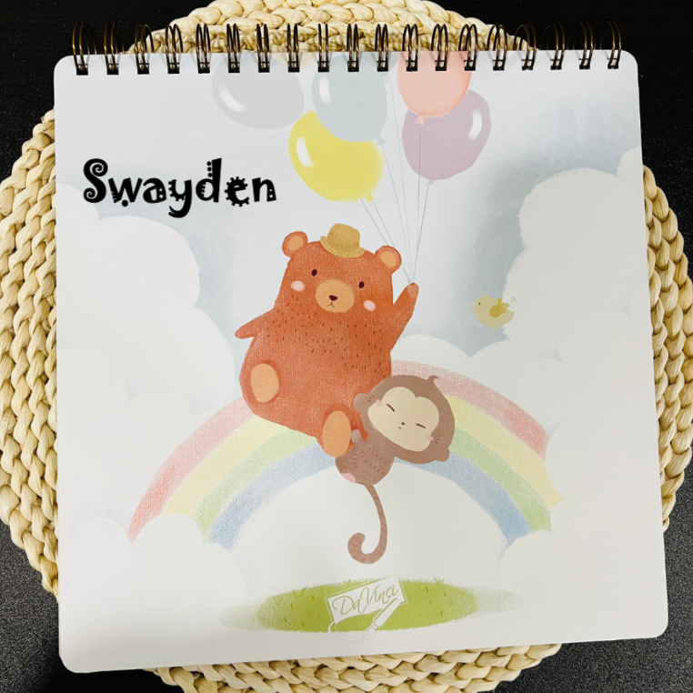 Personalized Bear Sketchbook for Kids, Drawing Book, Custom Kids Gift Doodle Book