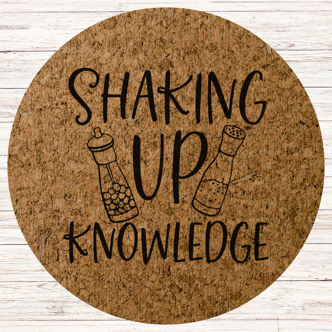 Teacher Engraved Cork Hot Mat Kitchen Gift – "Shaking Up Knowledge" Heat-Resistant Trivet for Kitchen & Dining