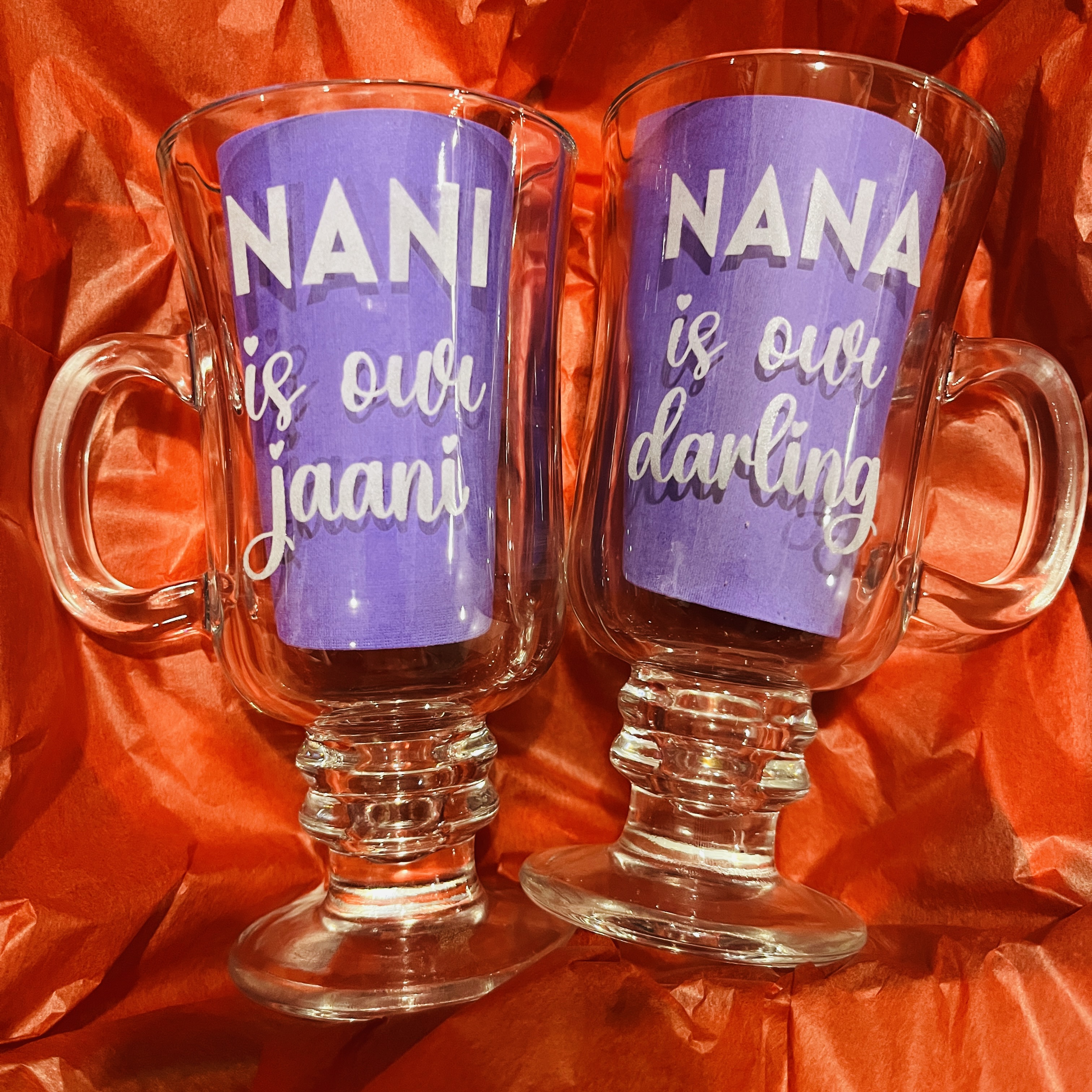 Custom Etched Glass Glassware Mug for Nana or Nani