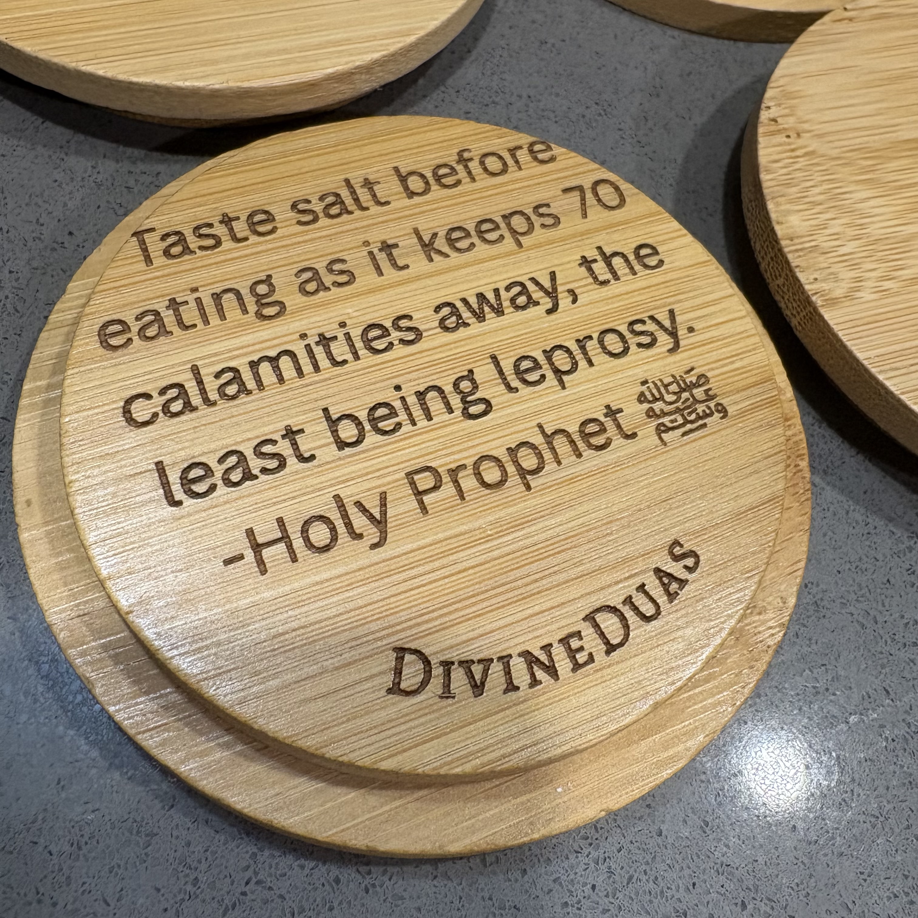 Start with Bismillah Ceramic Salt Jar with Engraved Bamboo Lid – Islamic Kitchen Decor