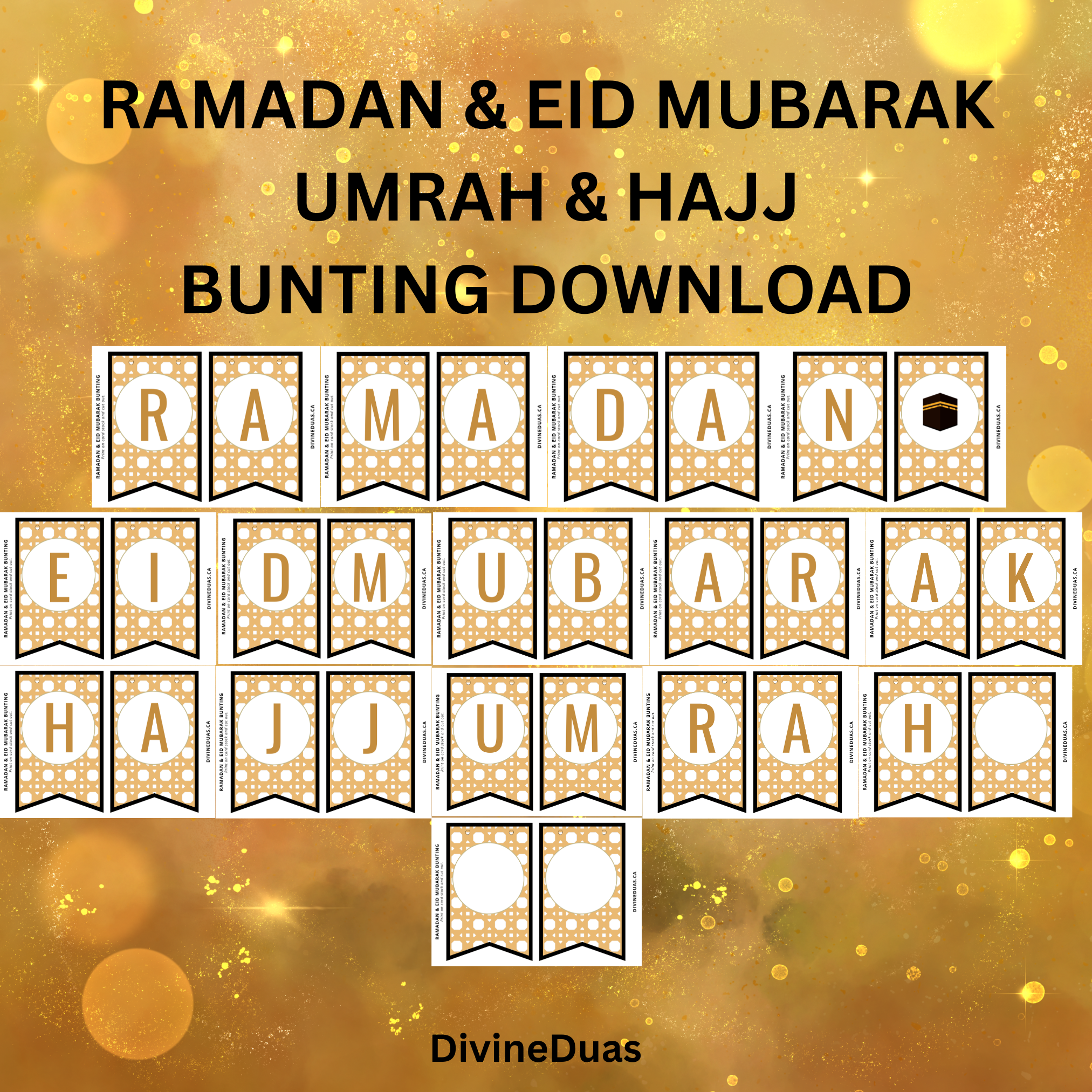 Ramadan Eid Mubarak Bunting Digital Download, Umrah Hajj Decor Printable Party Banner, Welcome Sign Garland activity