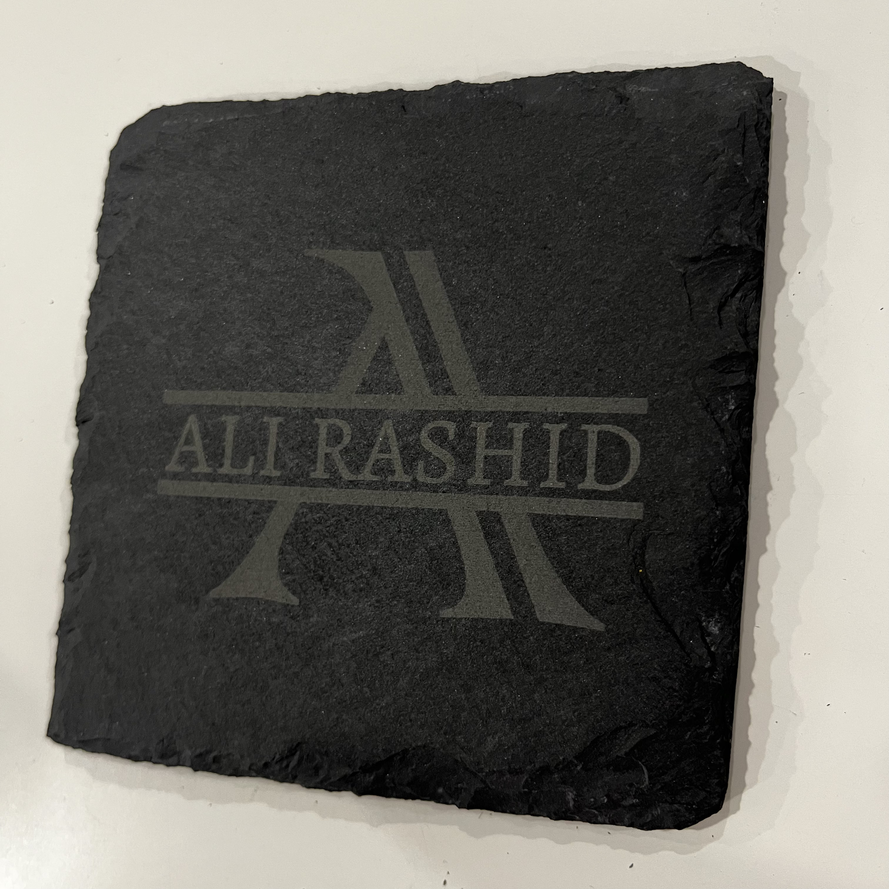 Engraved Monogrammed Rock Slate Coasters