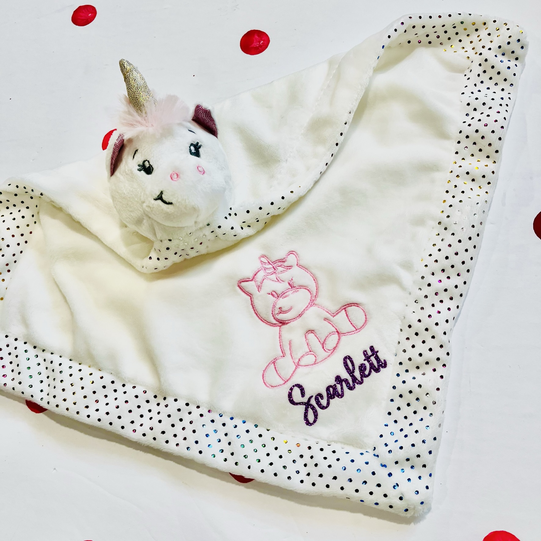 Personalized Unicorn Minky Baby Comforter | Custom Name Security Blanket for Newborns