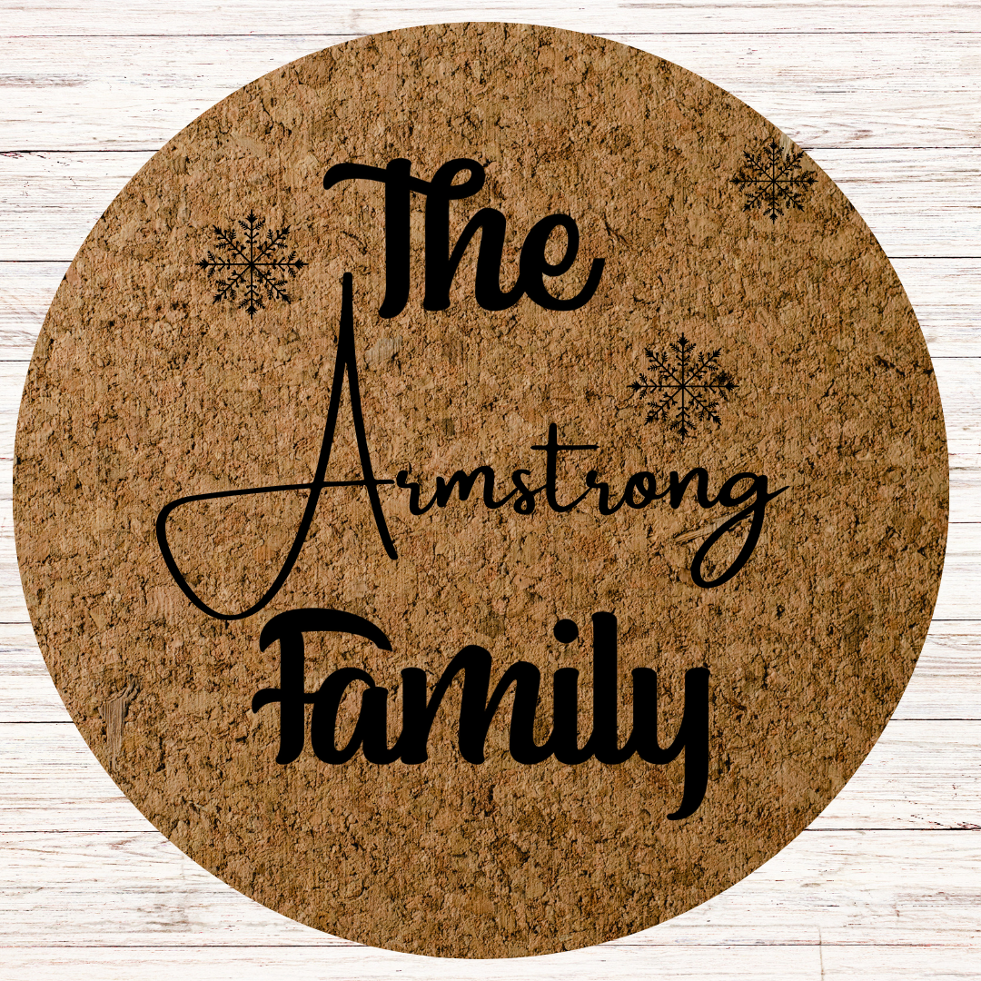 Family Name Engraved Cork Hot Mat Housewarming Kitchen Gift – Heat-Resistant Trivet for Kitchen & Dining