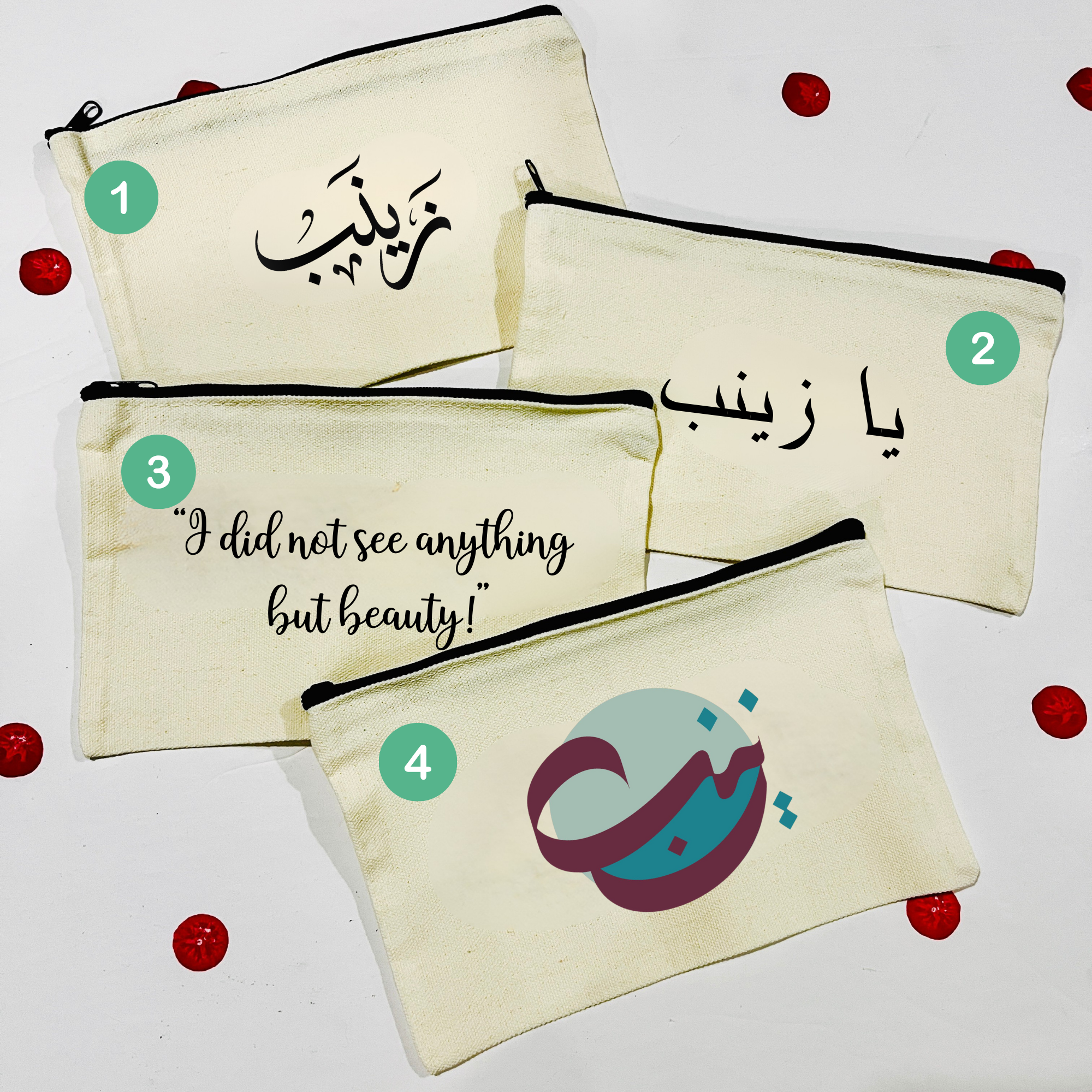 Ya Zainab Tabarruk Canvas Zipper Pouches