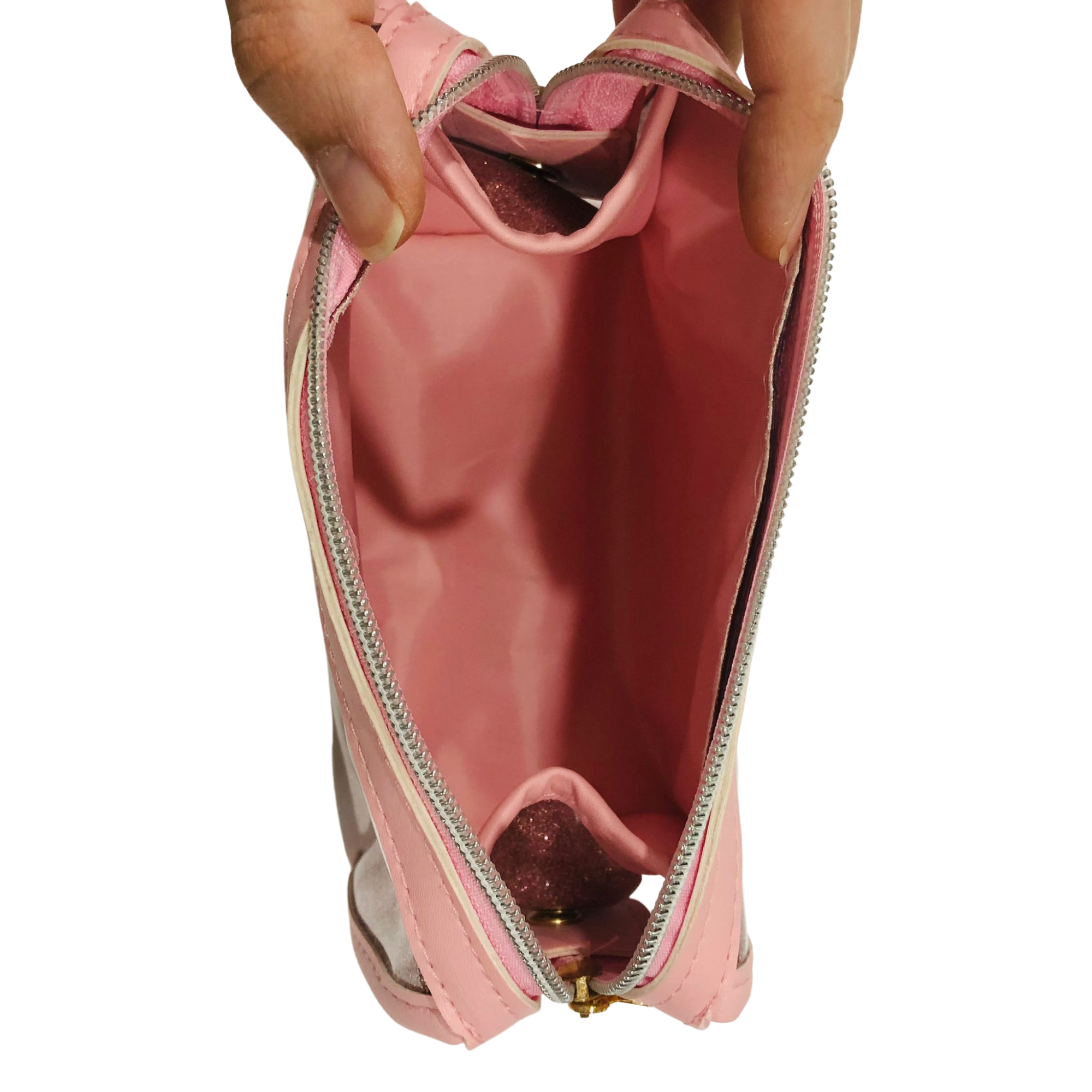 Personalized Makeup Bag, Bridesmaid Gift, Custom Pink Glitter Pouch for Friend, Personalised cosmetic zipper bag, Valentines Gift for her