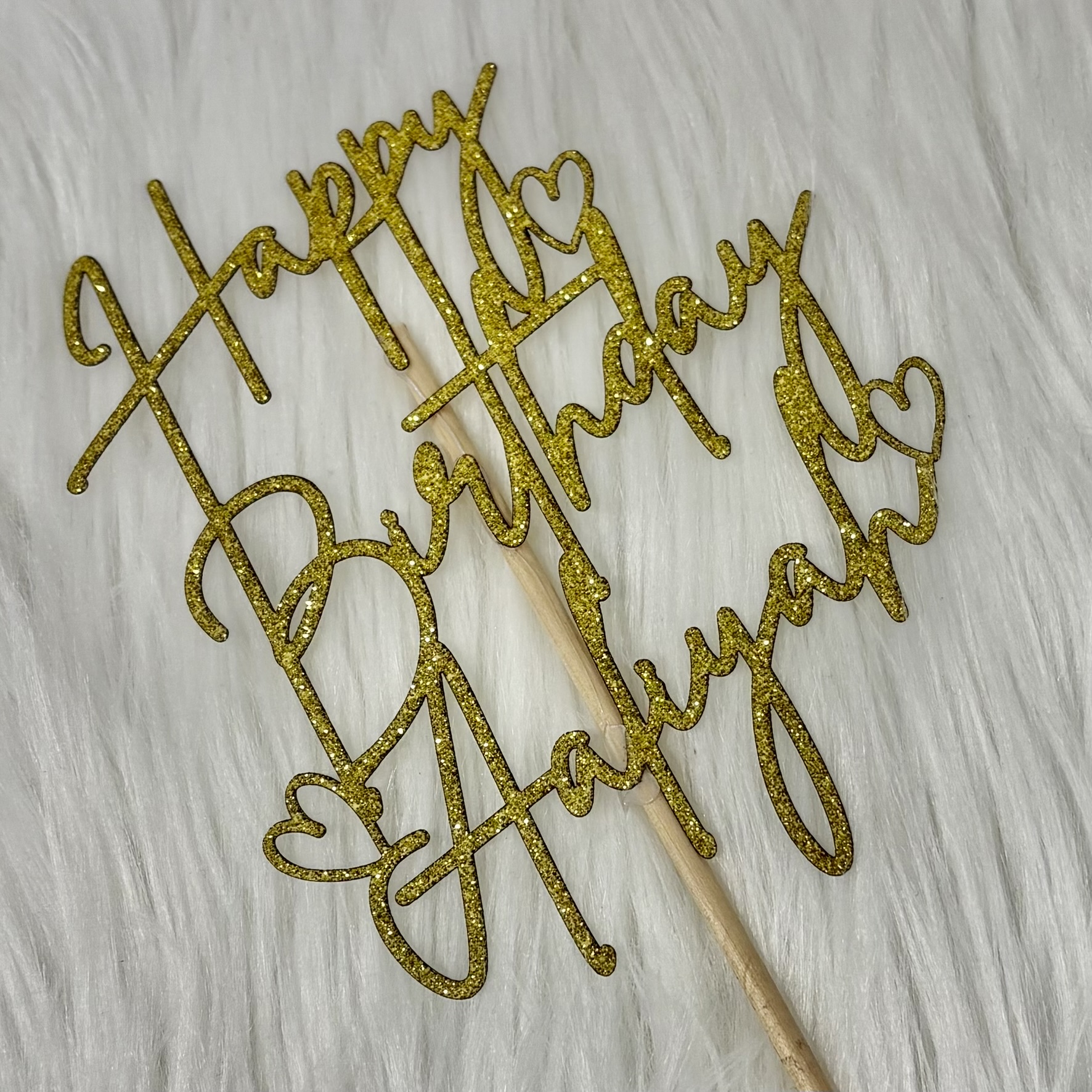 Custom Happy Birthday Cake Topper with Name | Laser Cut Wooden or Cardstock