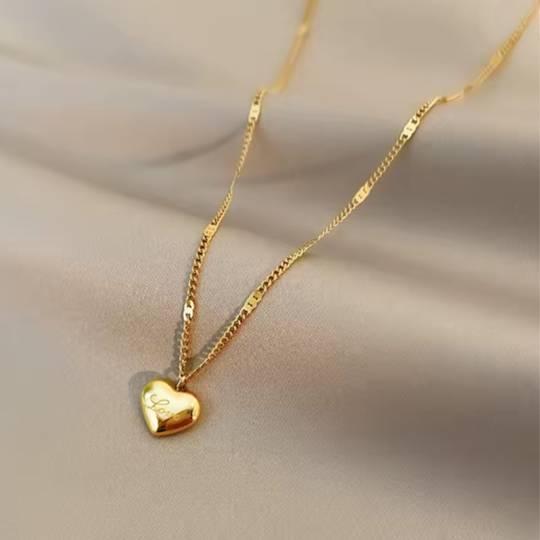 Gold Heart Pendant Valentine Necklace for her