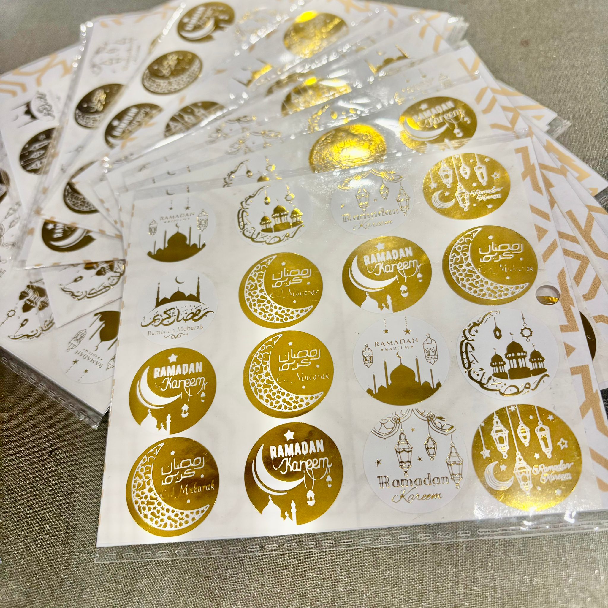Assorted Ramadan Mubarak Gold Stickers