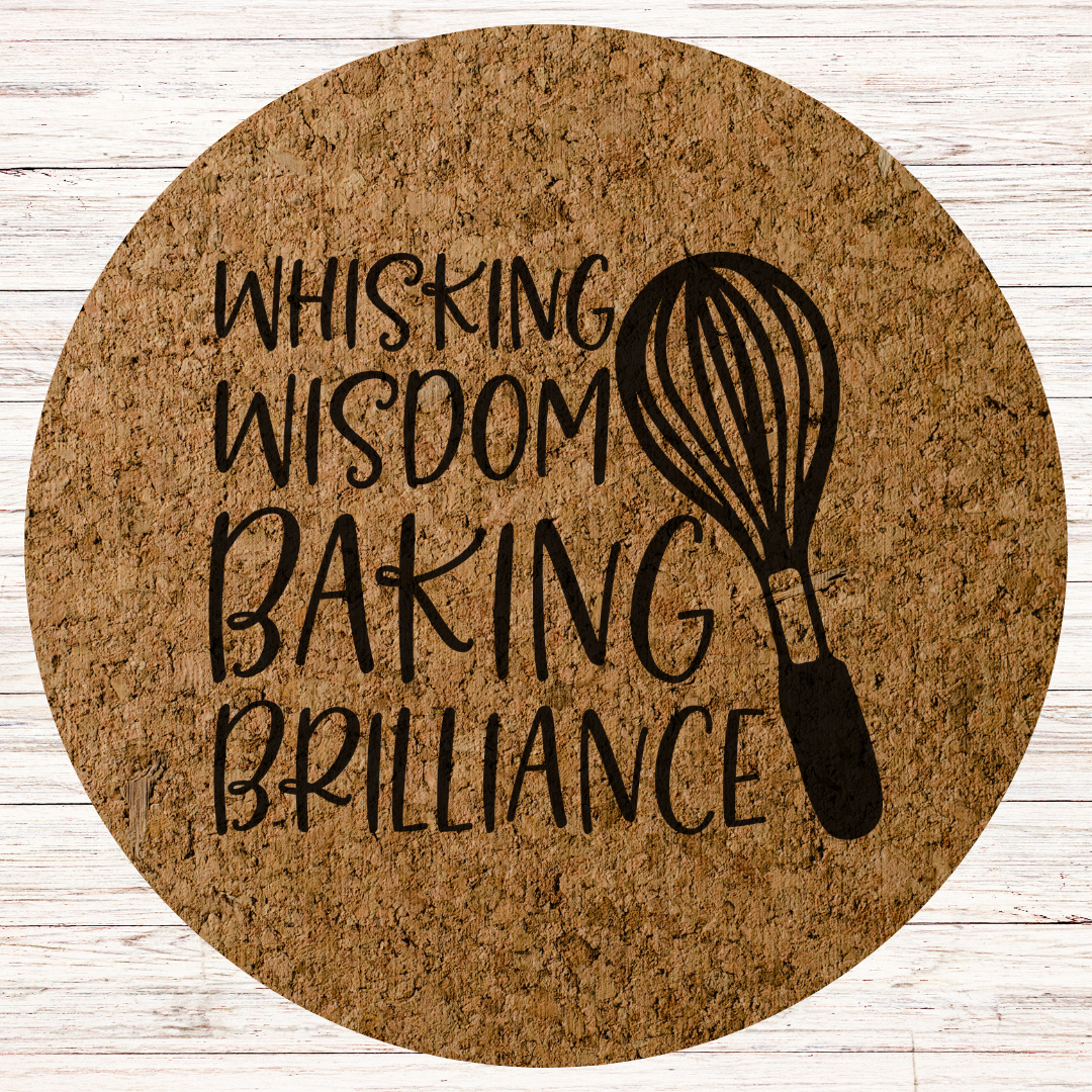 Christmas Teacher Engraved Cork Hot Mat Kitchen Gift –  "Whisking Wisdom Baking Brilliance" Heat-Resistant Trivet for Kitchen & Dining