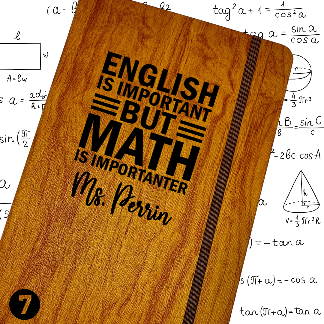 Personalized Funny Math Teacher Journal Gift - English is Important But Math is Importanter