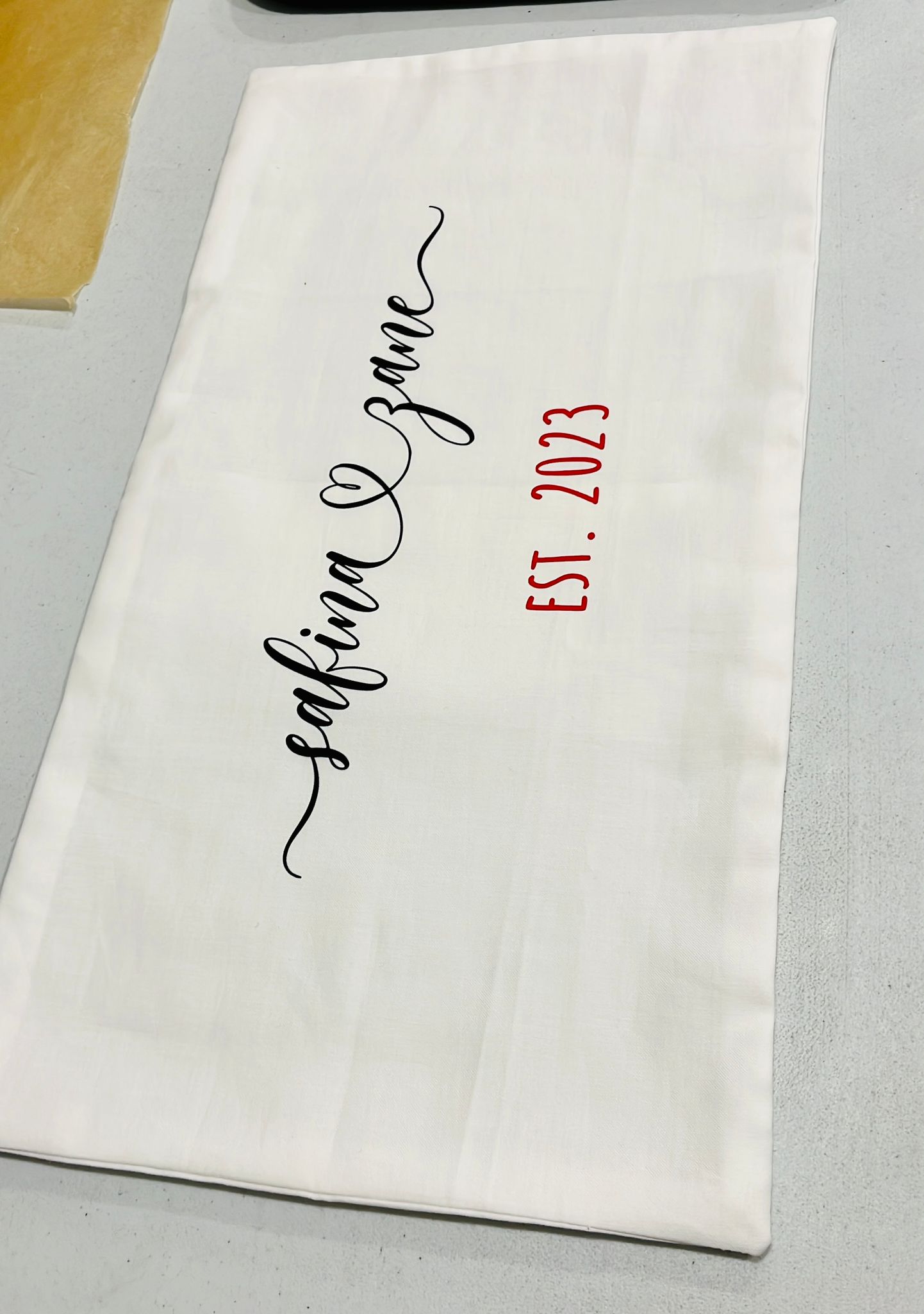 Custom Made New Couple Bed Pillow with Name and Date