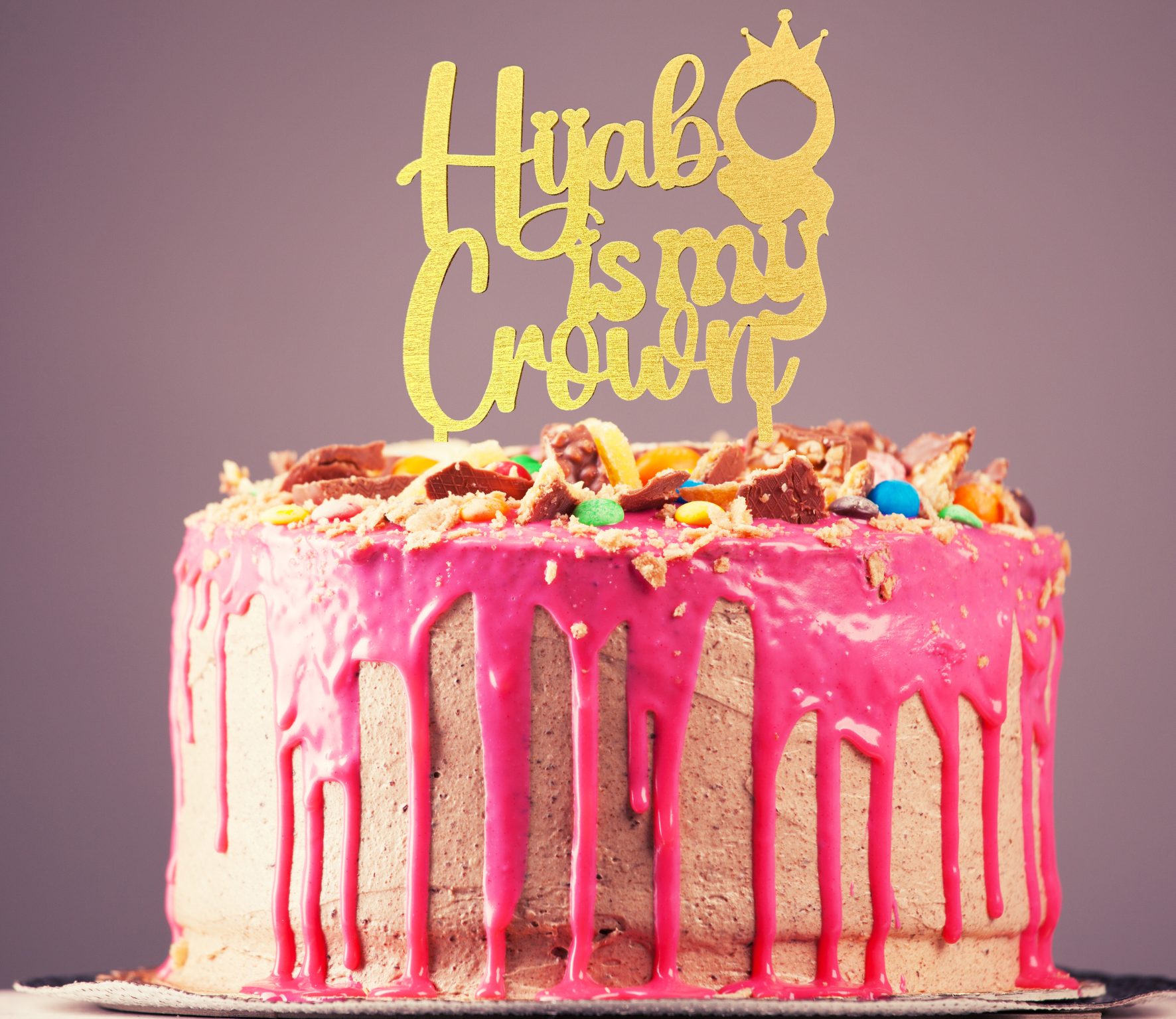 Hijab Is My Crown Cake Topper – Muslim Girl Birthday Decoration | Laser Cut Wooden Topper for 9th Birthday, Islamic Party Decor, Modest Queen Theme