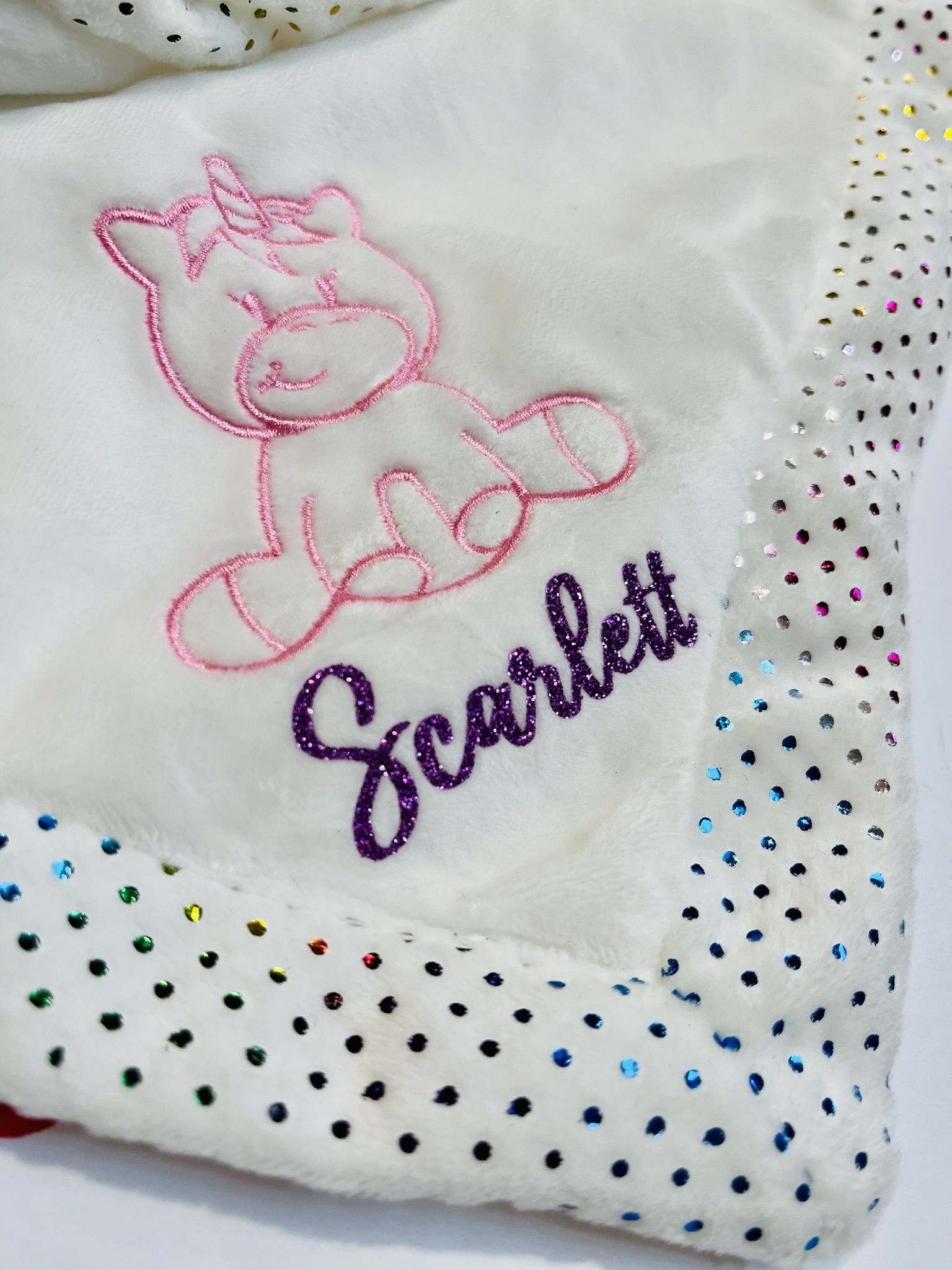 Personalized Unicorn Minky Baby Comforter | Custom Name Security Blanket for Newborns