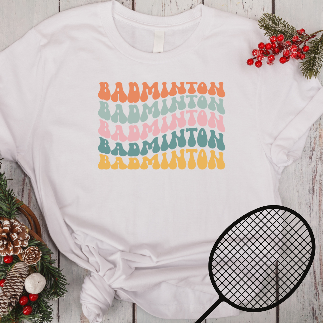 Retro Style Badminton T-Shirt for Badminton Fans