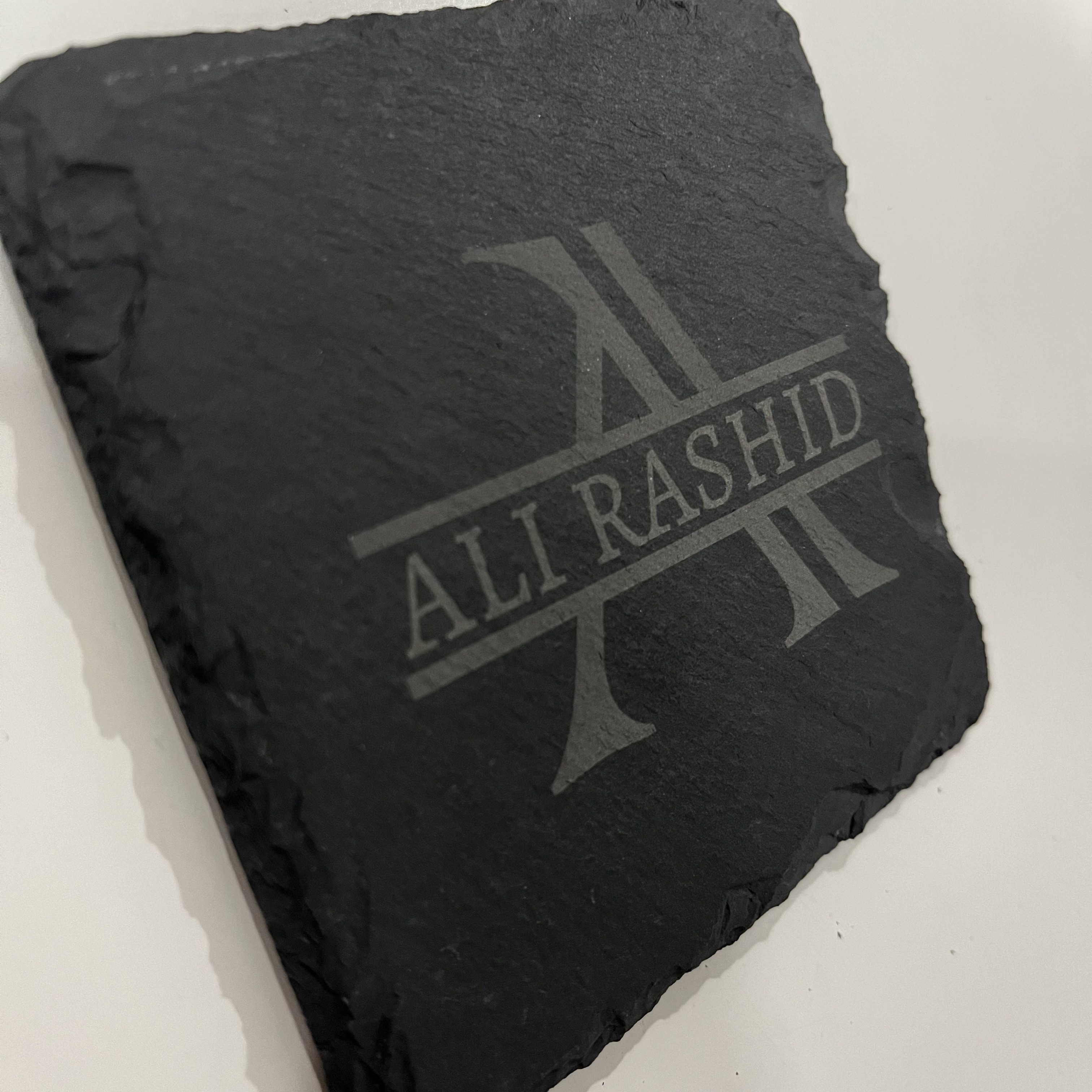 Engraved Monogrammed Rock Slate Coasters