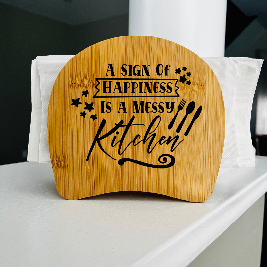 Funny Bamboo Napkin Holder for Mom – Laser-Engraved Wooden Holder for Thanksgiving & Christmas Table Décor
