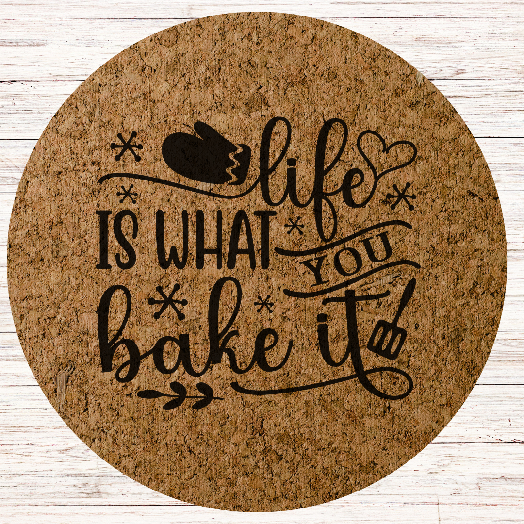Funny Christmas Engraved Cork Hot Mat Kitchen Gift – "Life is what you bake it"  Heat-Resistant Trivet for Kitchen & Dining