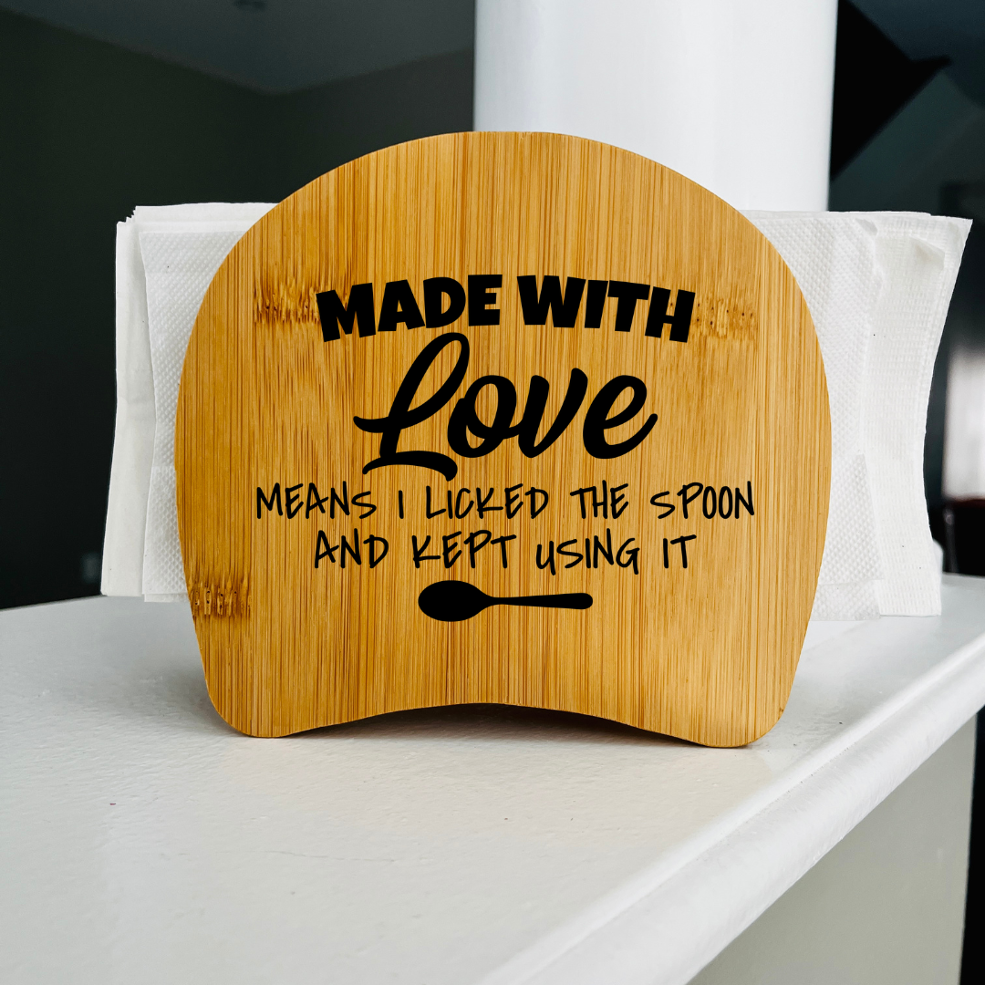 Funny Bamboo Napkin Holder for Mom – Laser-Engraved Wooden Holder for Thanksgiving & Christmas Table Décor