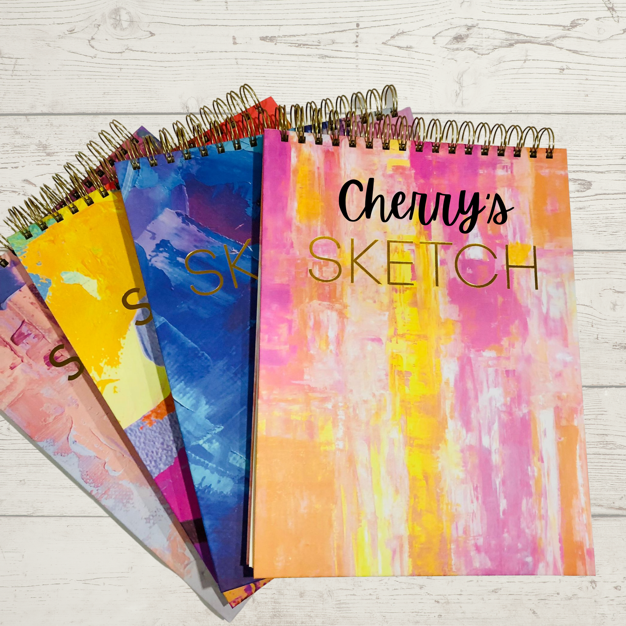 Personalized Gold Embossed Sketchbook Gift for Artist,  Hardcover Sketchbook for Down Syndrome, Custom Spiral Bound Drawing book Gift her