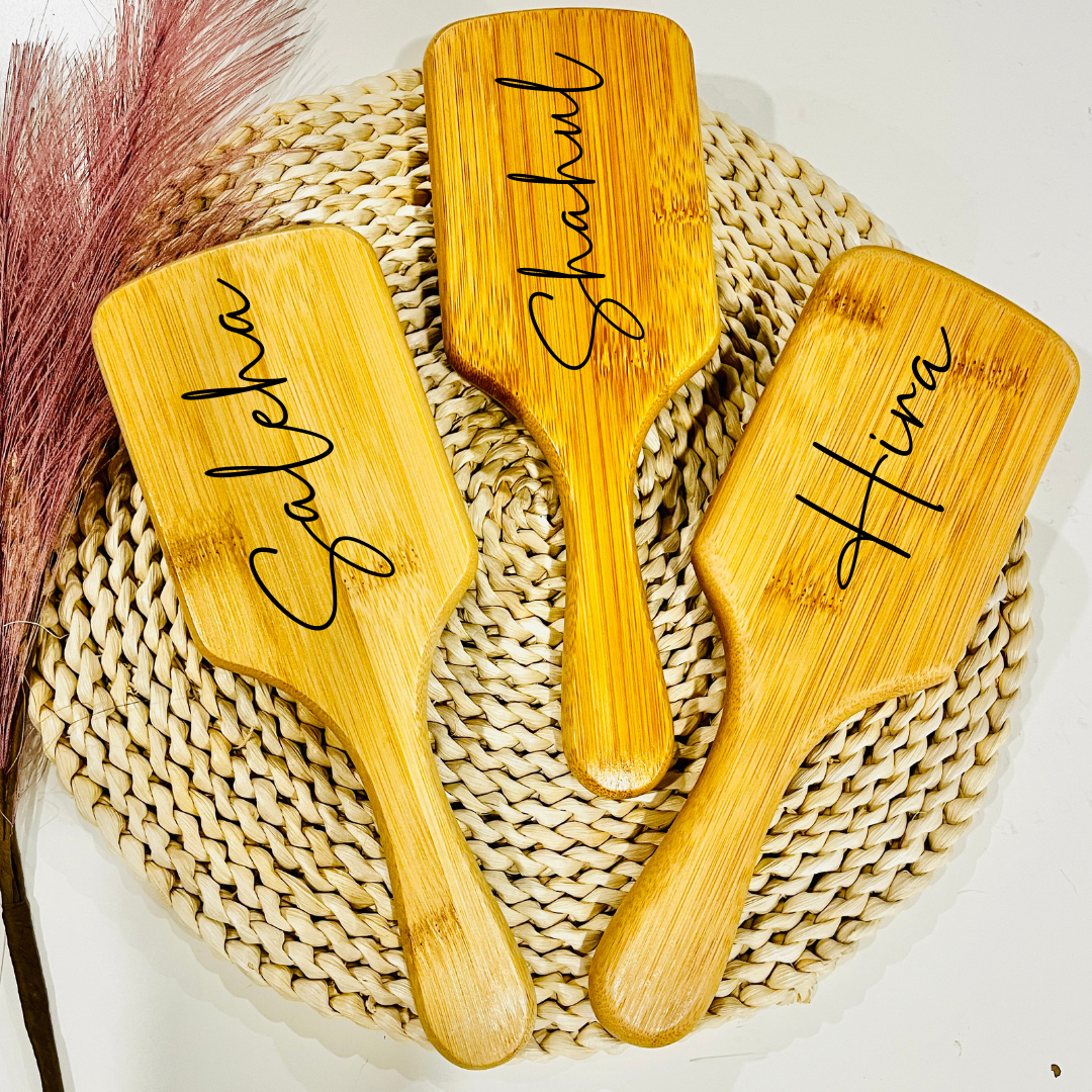 Custom Name Paddle Bamboo Hair Brush