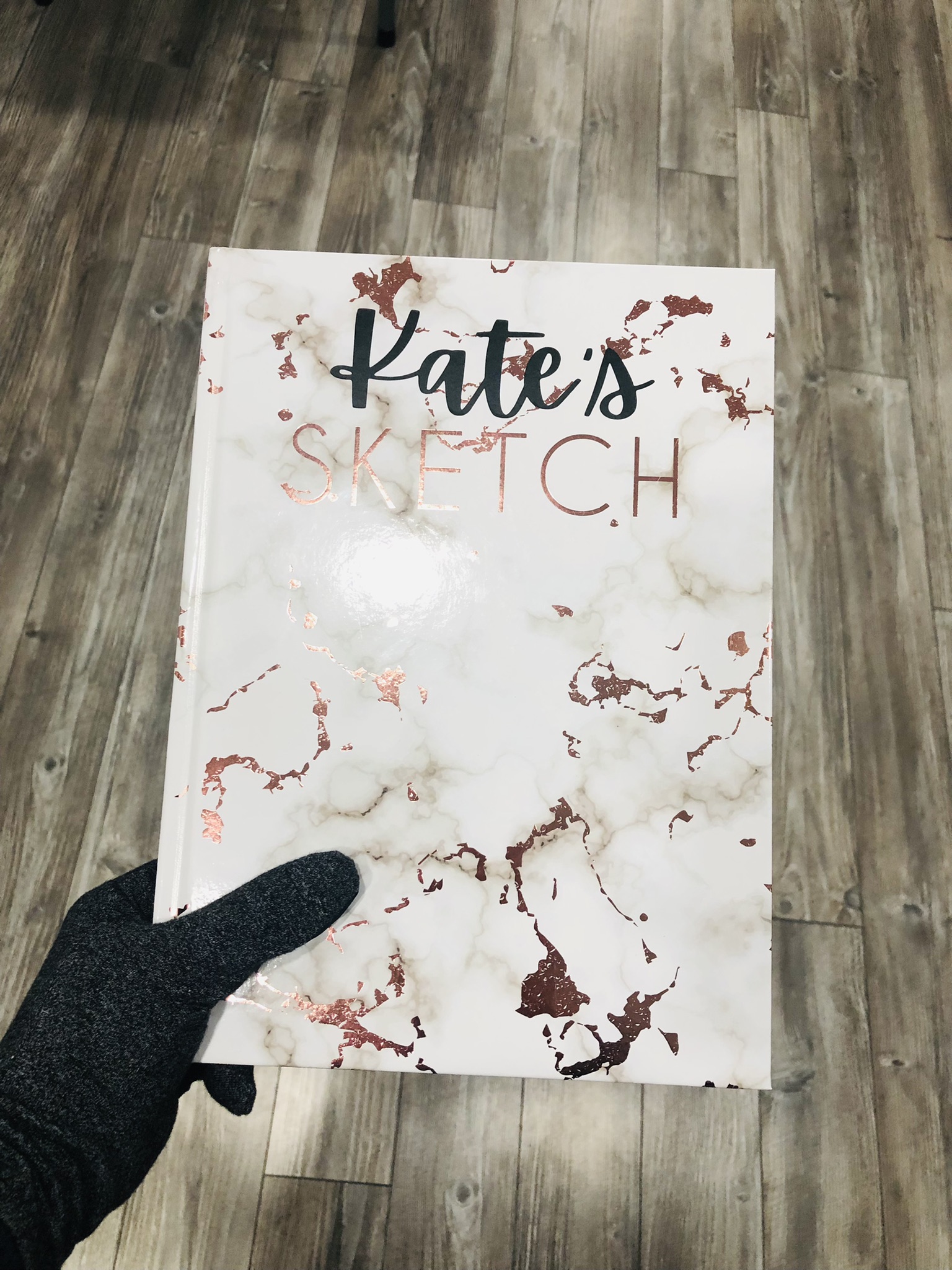 Personalized White Marble Sketchbook, Gold Embossed Drawing Book, Custom Name Vinyl Decal Doodle Book, Personalised Journal Book for her