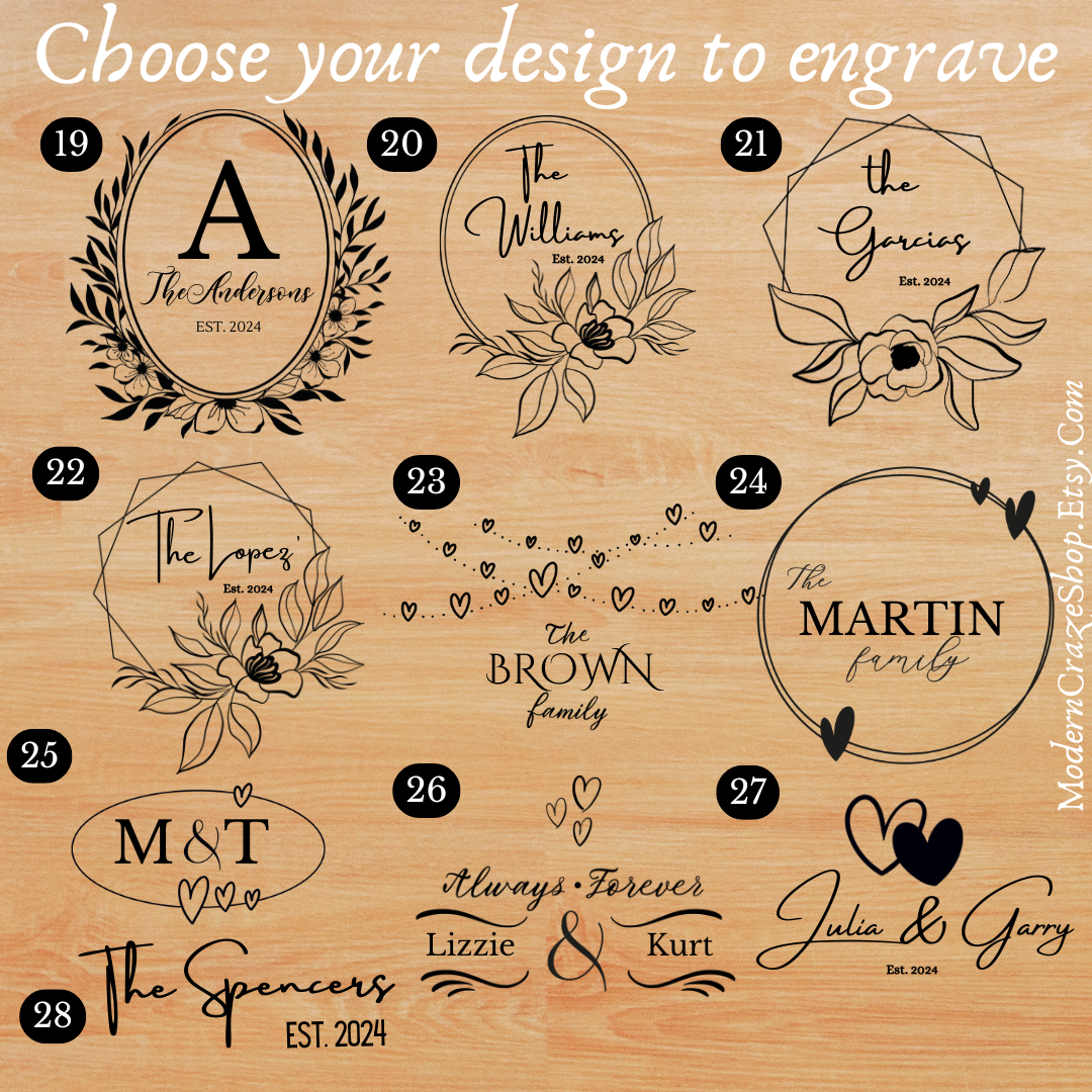 #5 Family Laser Engraved Charcuterie Serving Board Gift