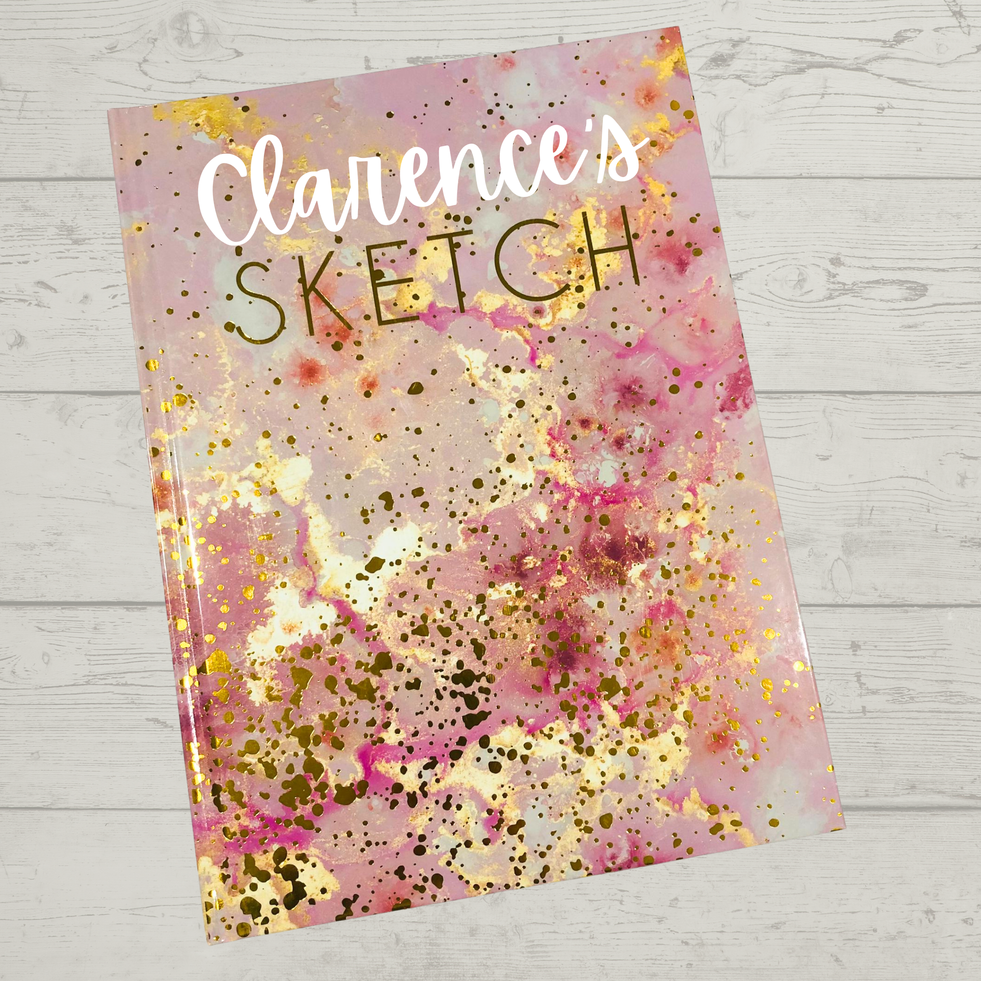 Personalized Sketchbook, Gold Embossed Drawing Book, Custom Name Vinyl Decal Doodle Book, Personalised Journal Book for her