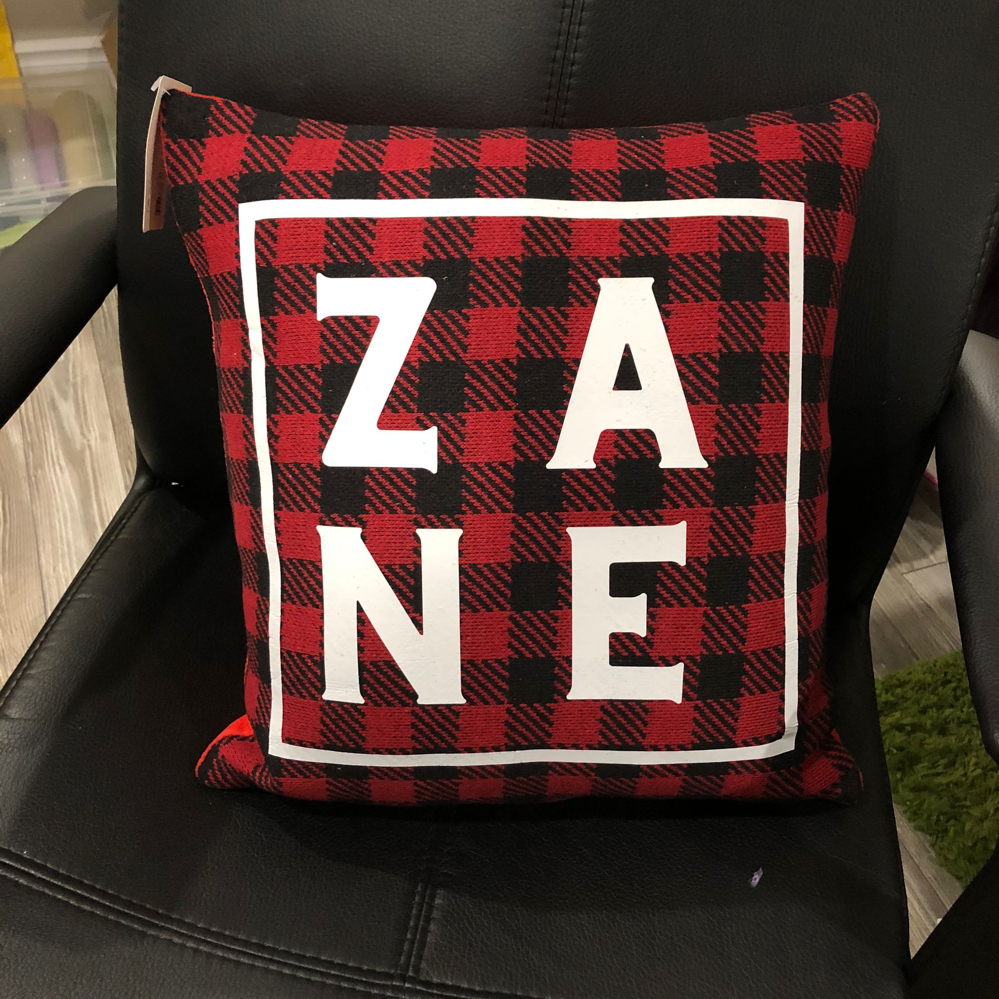 Custom Name Checkered pillow