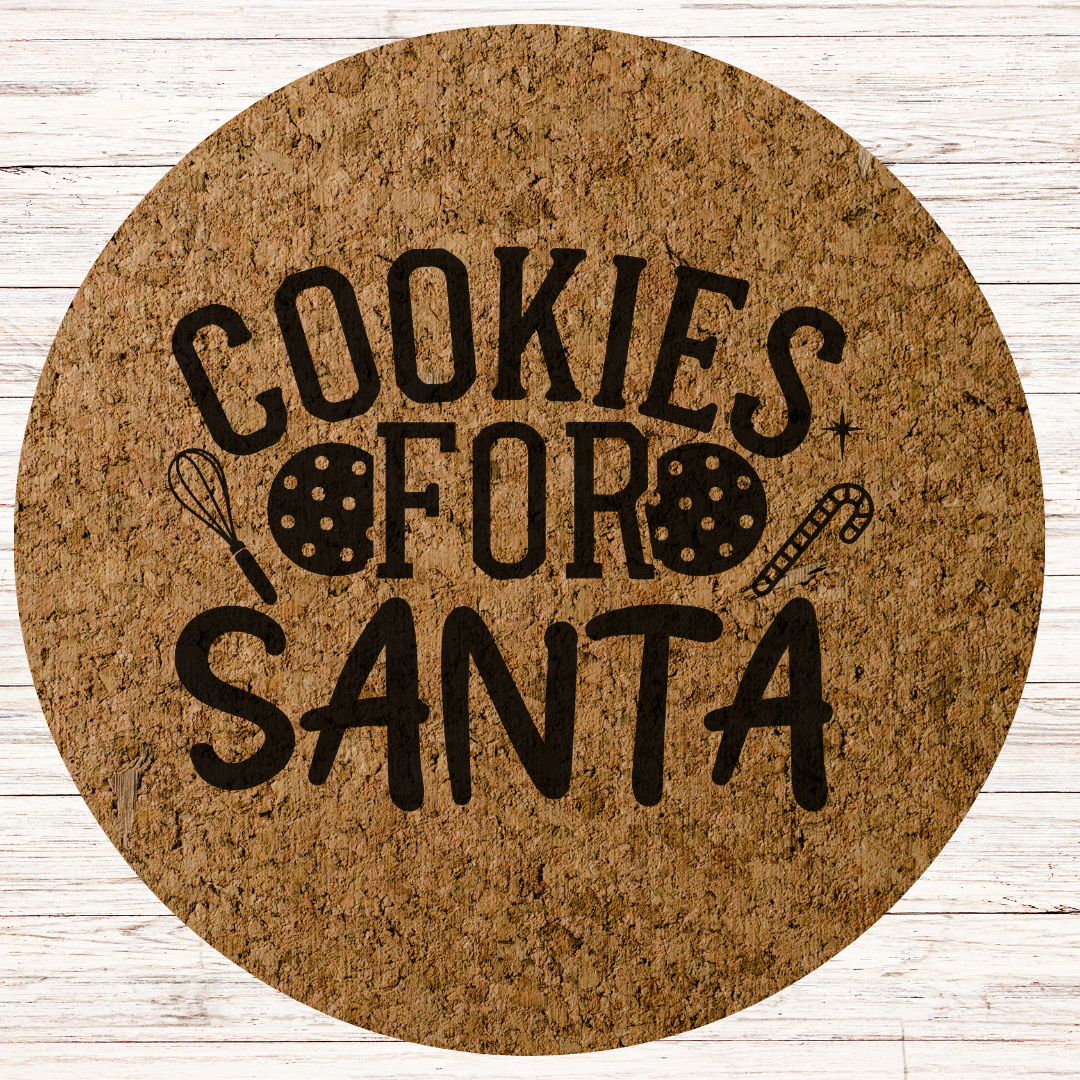 Funny Christmas Engraved Cork Hot Mat Kitchen Gift – "Cookies for Santa"  Heat-Resistant Trivet for Kitchen & Dining