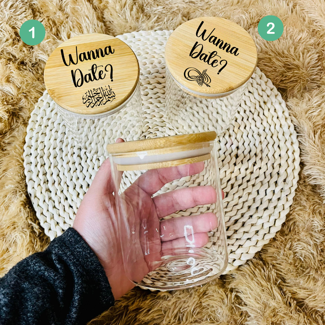 Wanna Date Funny Engraved Jar Gift for Valentines Day, Gift for Mothers Fathers Day, Gift for Ramadan Eid