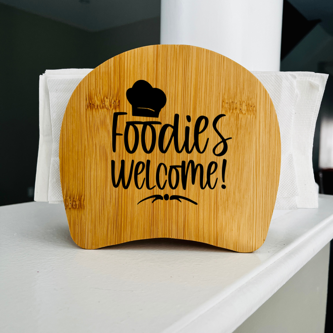 Funny Bamboo Napkin Holder for Mom – Laser-Engraved Wooden Holder for Thanksgiving & Christmas Table Décor