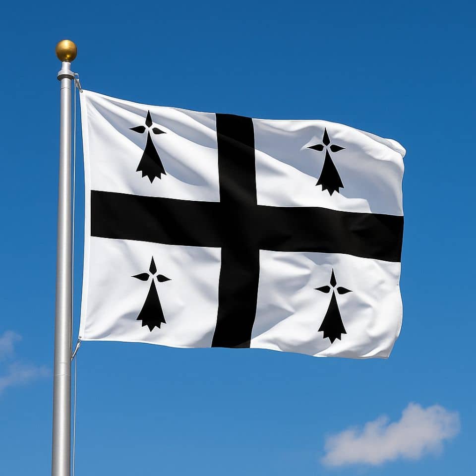 Drapeau Breton - Kroaz Du avec 4 Hermines