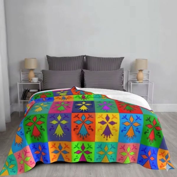 Plaid Breton "Ermine Pop Art" – Couleur & Tradition