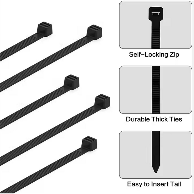 Black Self-Locking Nylon Cable Ties