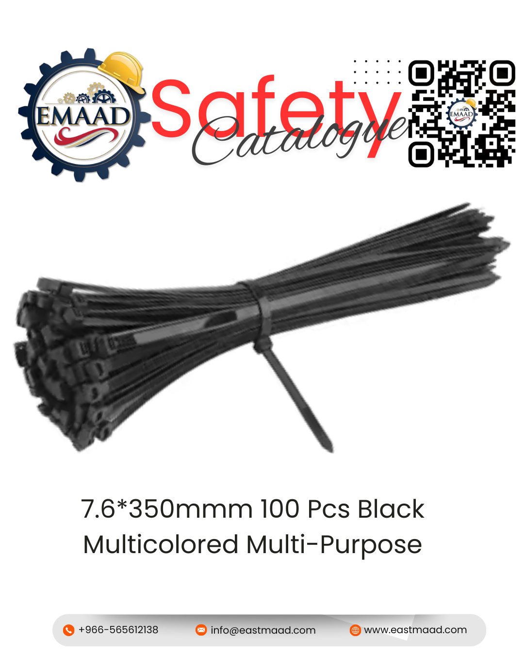 7.6*350mm 100 Pcs Black Cable Ties