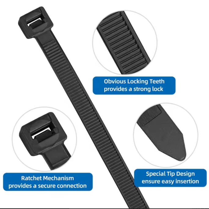7.6*350mm 100 Pcs Black Cable Ties