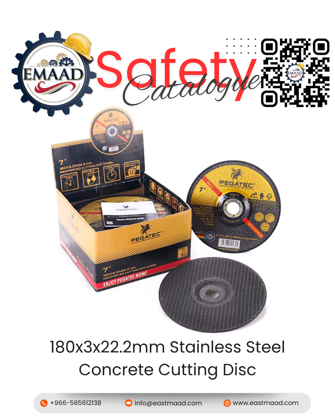 Pegatec 180x3x22.2mm Stainless Steel Concrete Cutting Disc