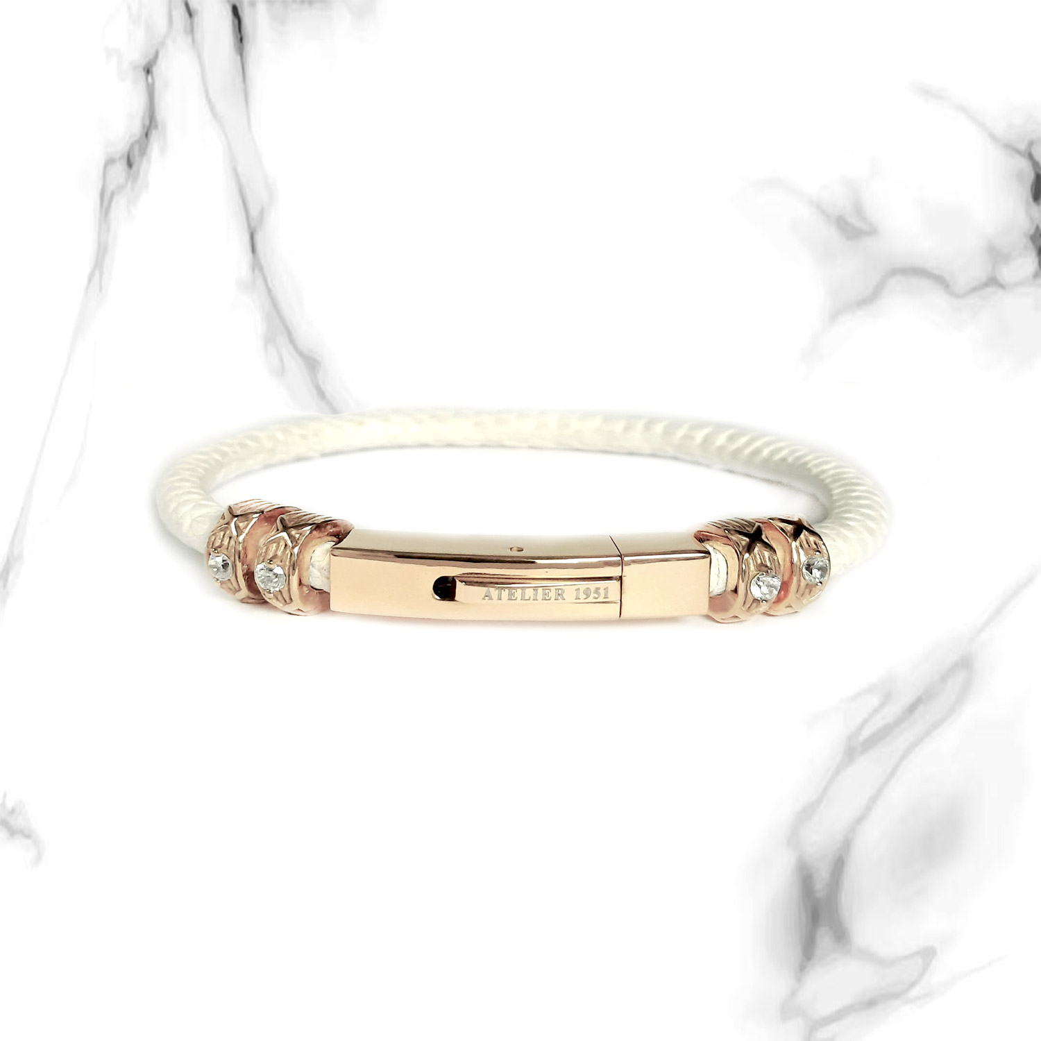 Leather Bracelet White Lily (089c)                                   