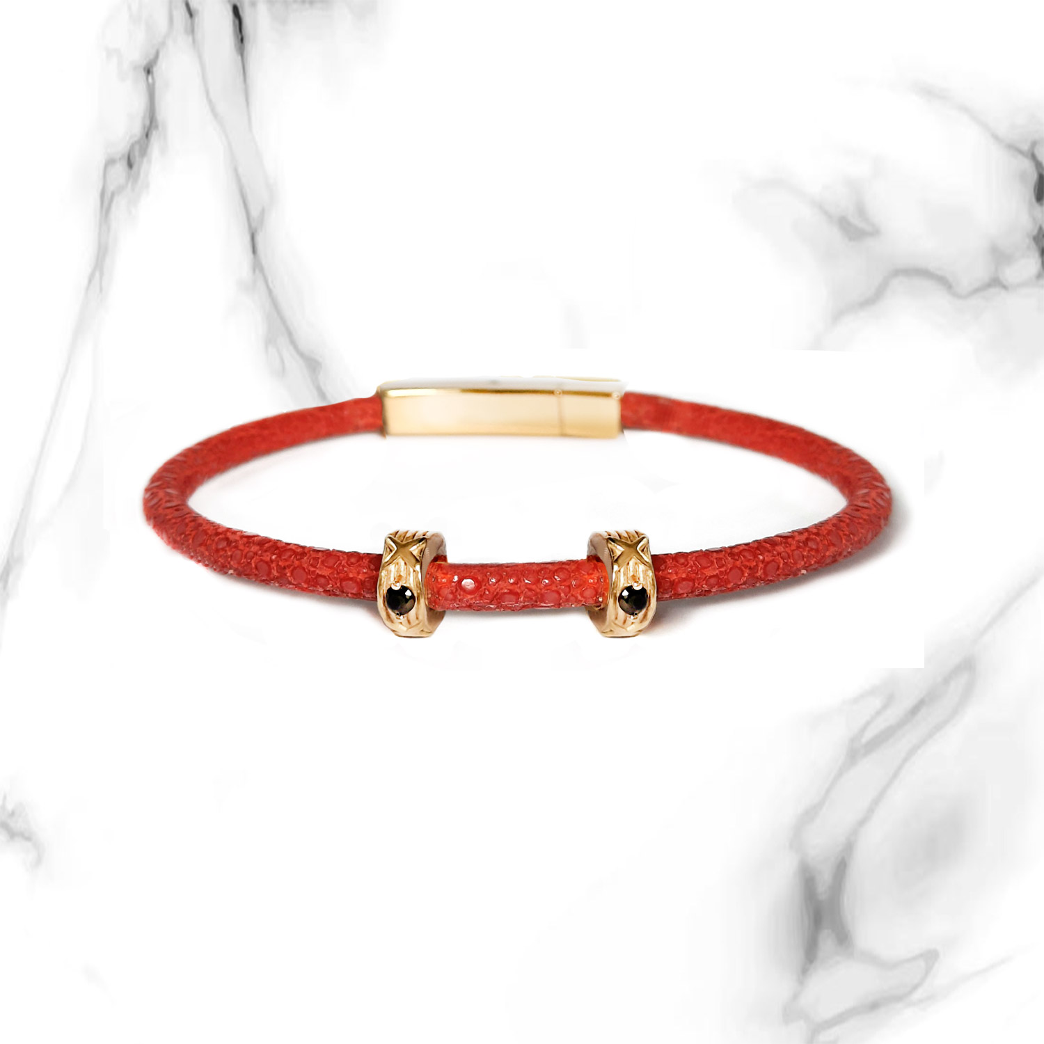Elegant Red Sting Ray Leather Bracelet (020B)