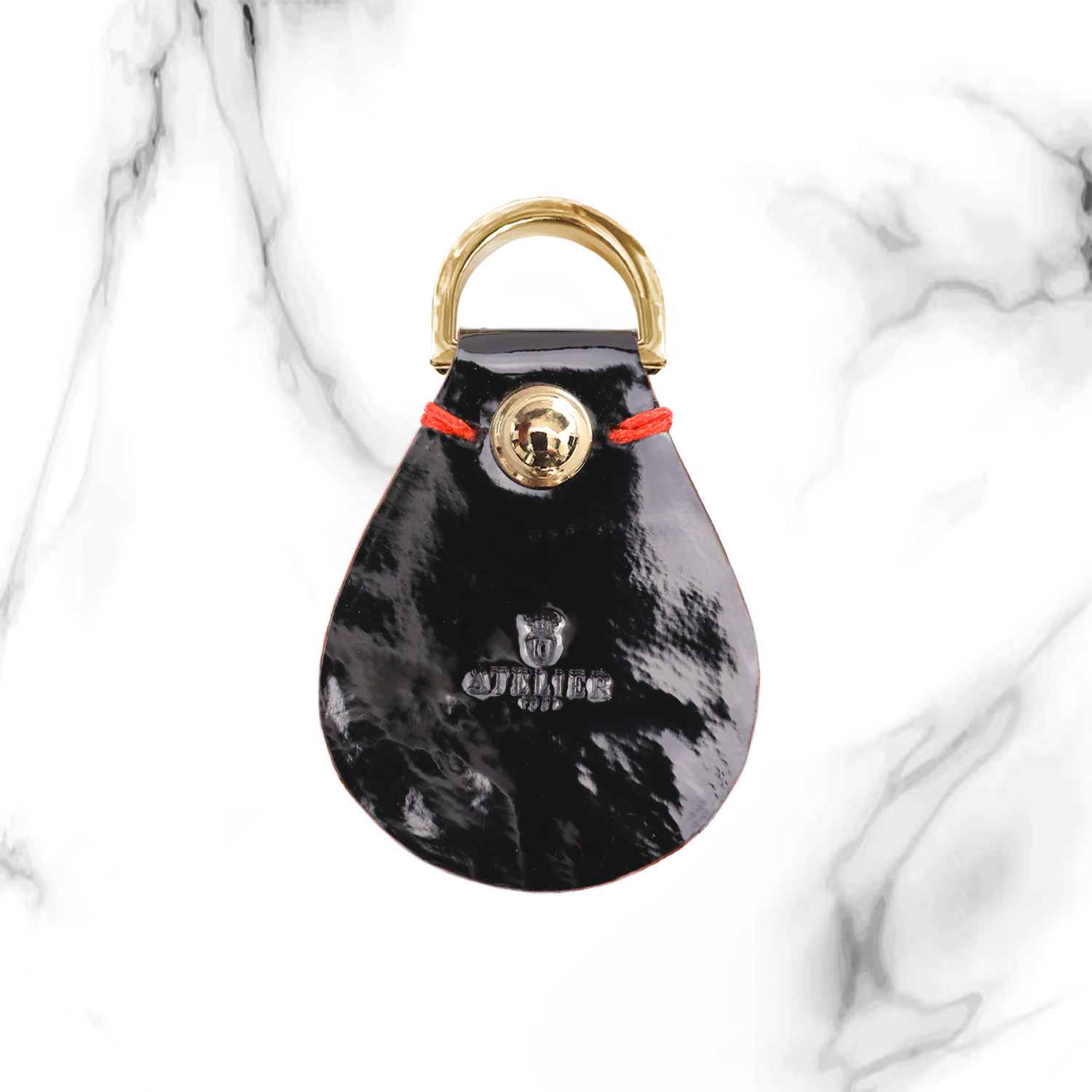 Black Patent Leather Signature Key Holder (035)