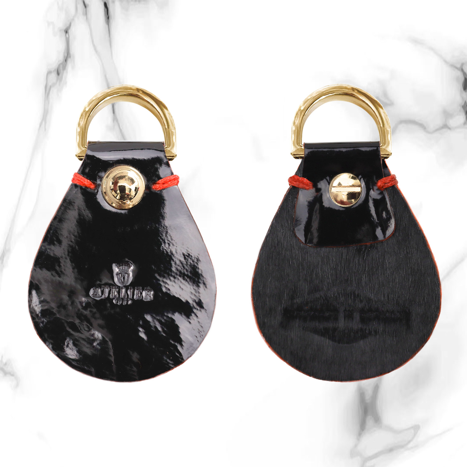 Black Patent Leather Signature Key Holder (035)