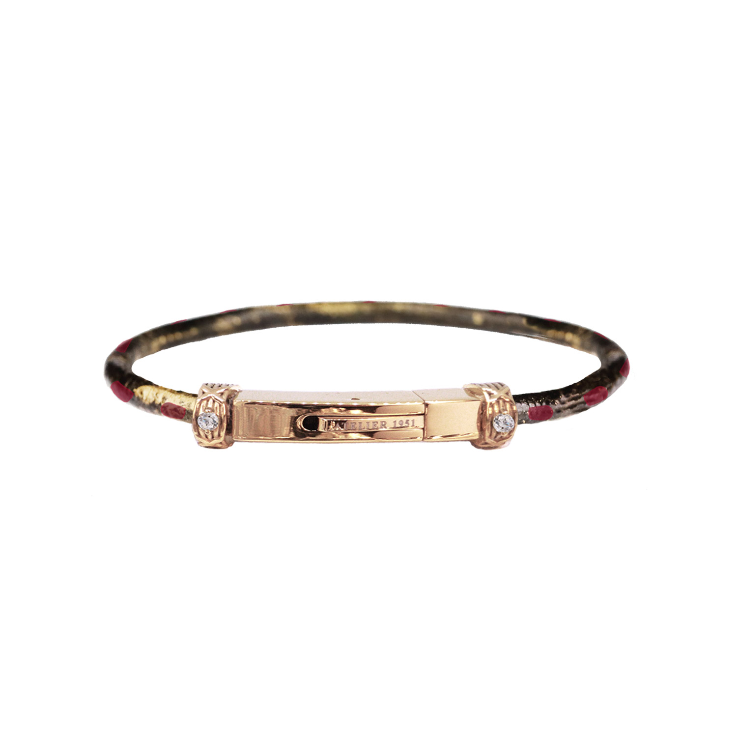 Hand Painted Leather Bracelet with Gold Accent (040c)