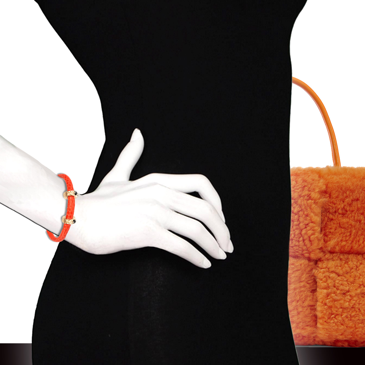 Leather Bracelet  Papaya (M080)