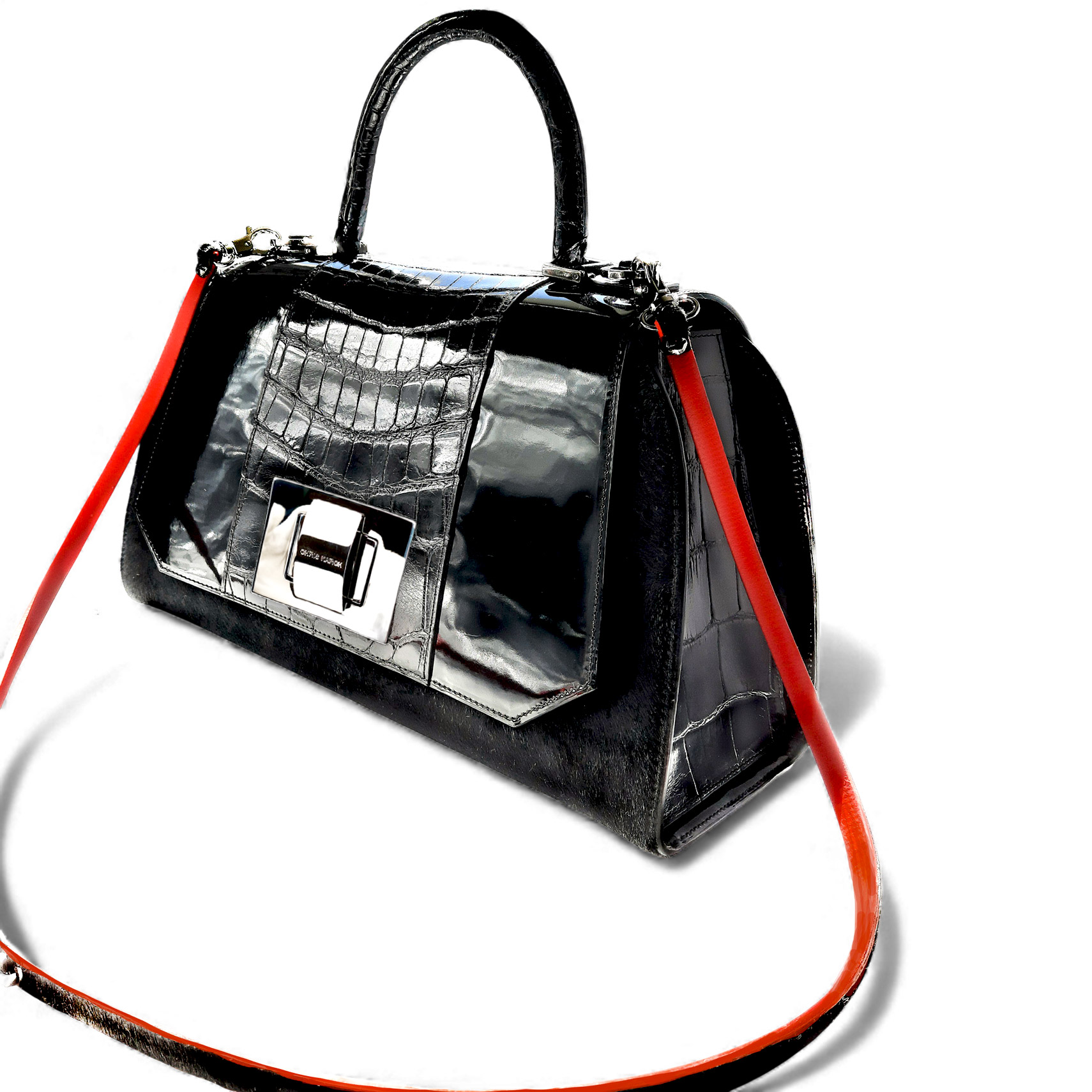 Elegant Black Calfskin Leather Shoulder Bag (J32)