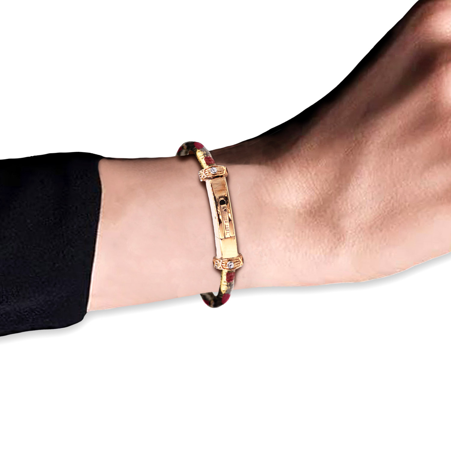 Hand Painted Leather Bracelet with Gold Accent (040c)