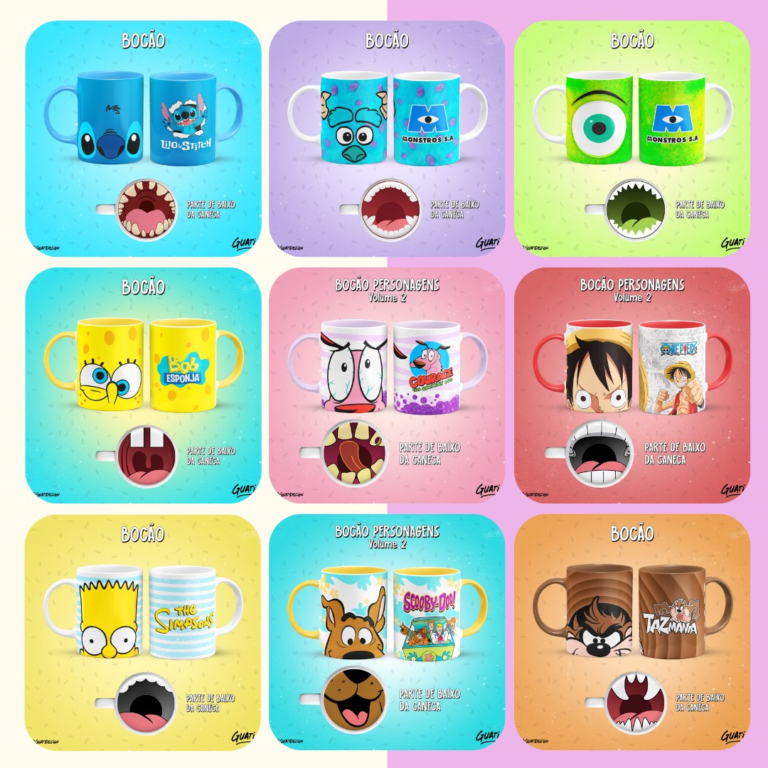 26 Diseños Plantillas Tazas Bocas Animadas Archivos PNG