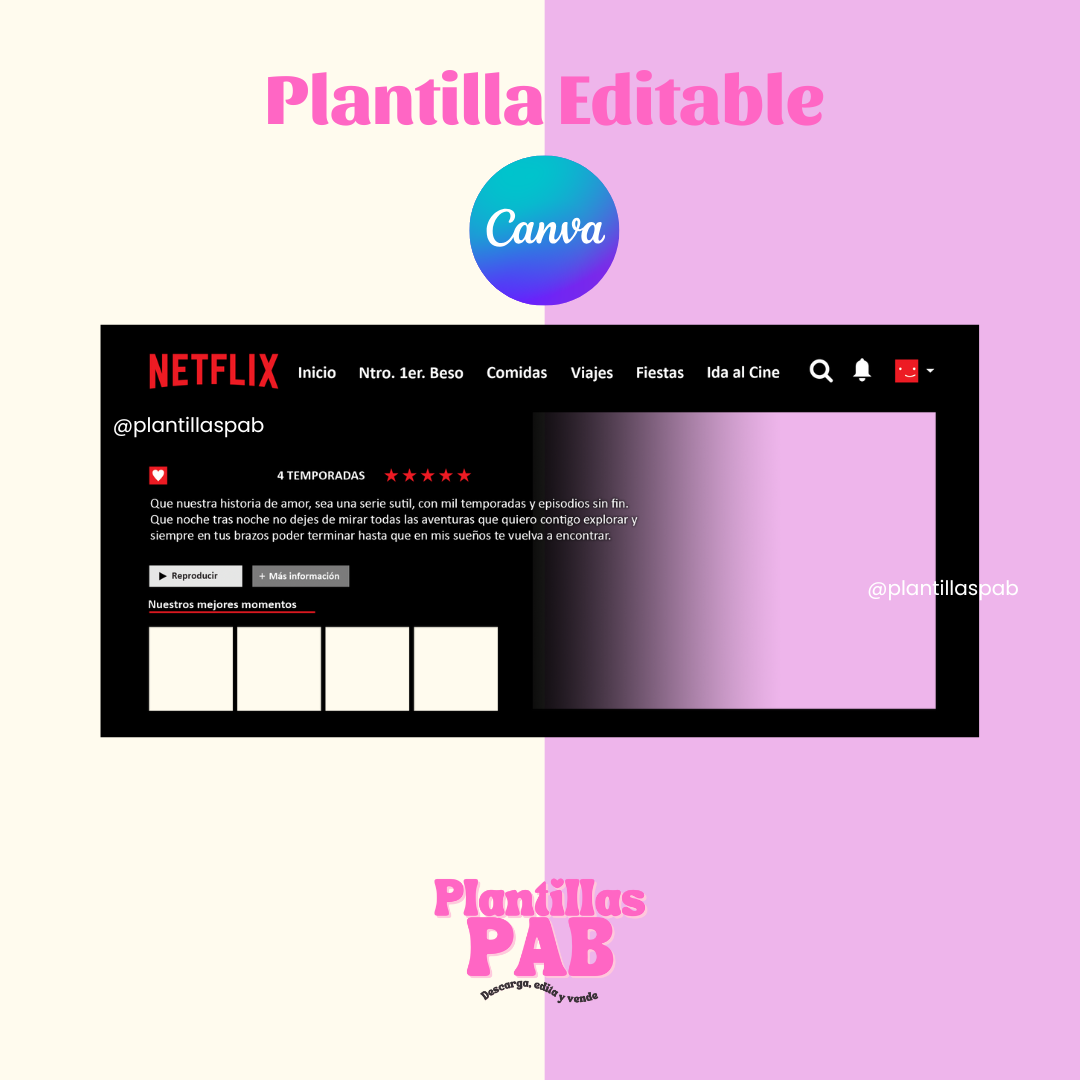 Diseño Plantilla Taza Netflix PNG + Editable Canva
